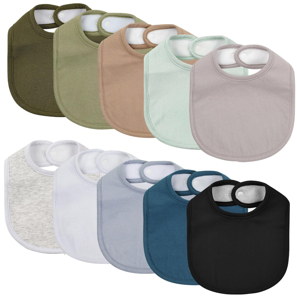 Egmao Baby 10-pack bibs front view shows soft cotton and drool absorption