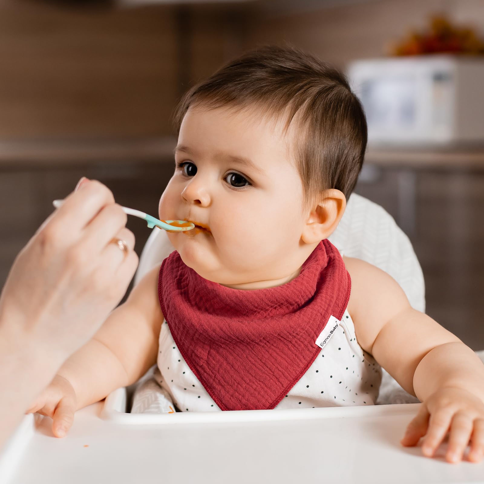 egmao baby bib back view showing double-layer fabric for extra absorption