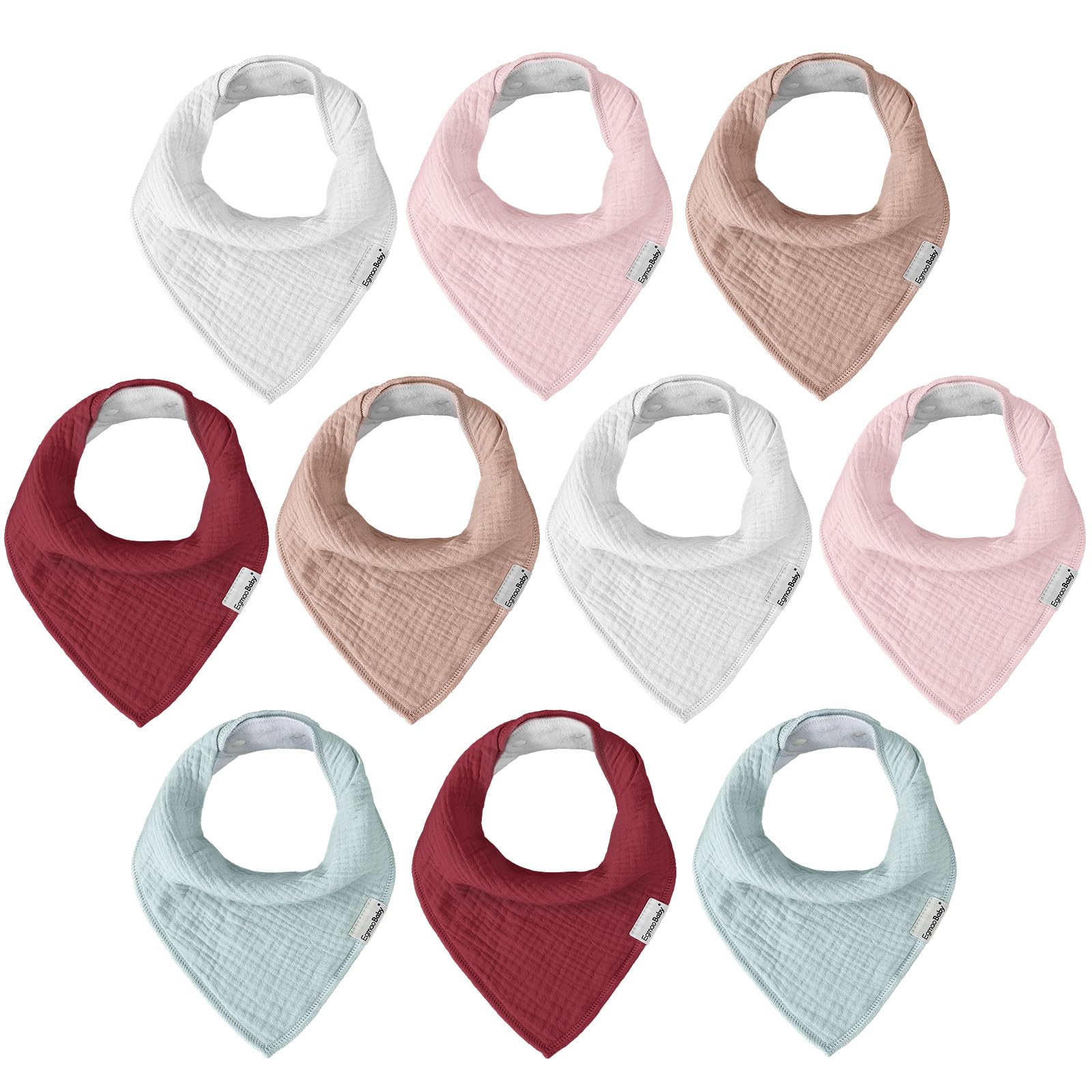 egmao baby muslin bib closeup demonstrates soft cotton and strong drool absorption