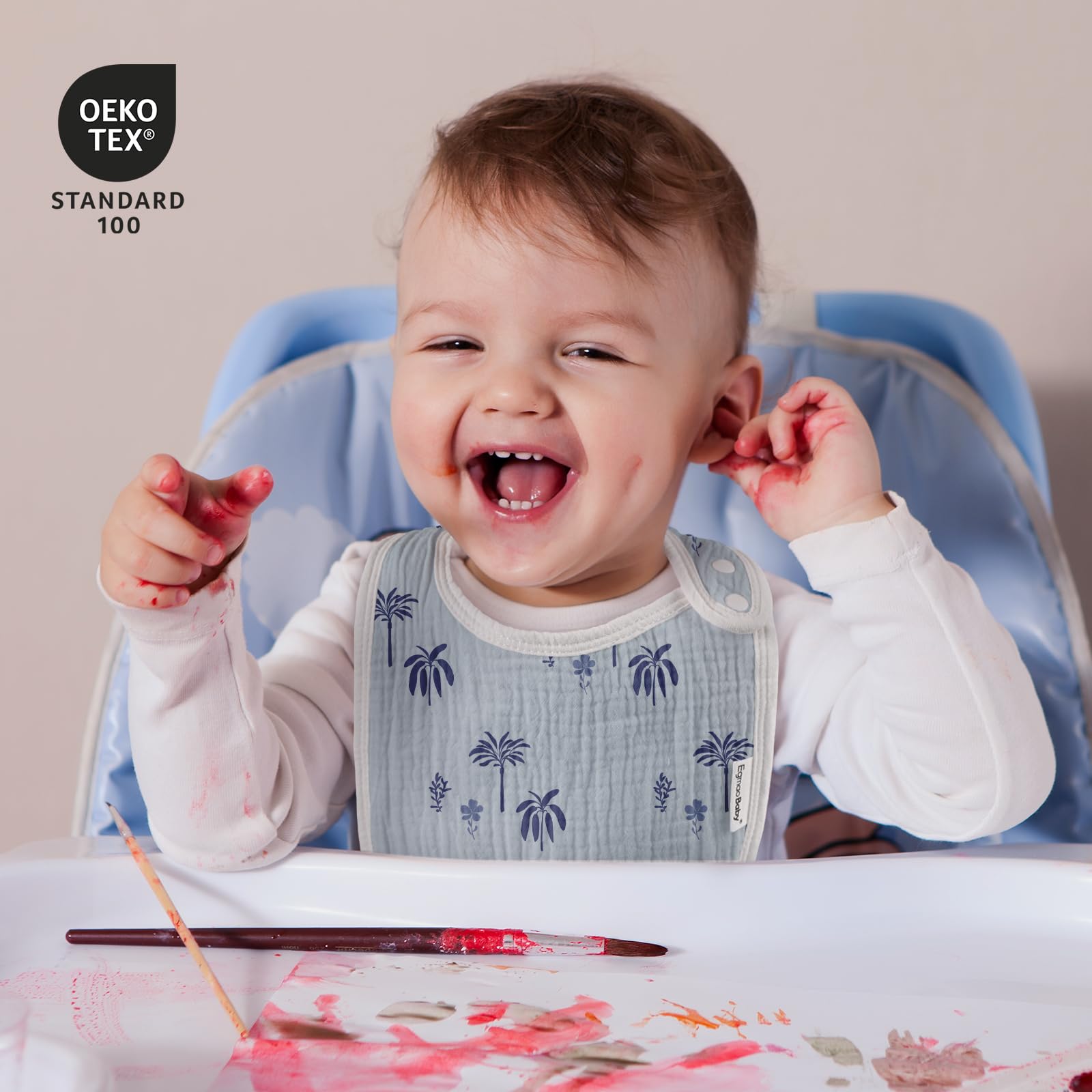 egmao baby muslin bib side snaps demonstrate adjustable fit for growth