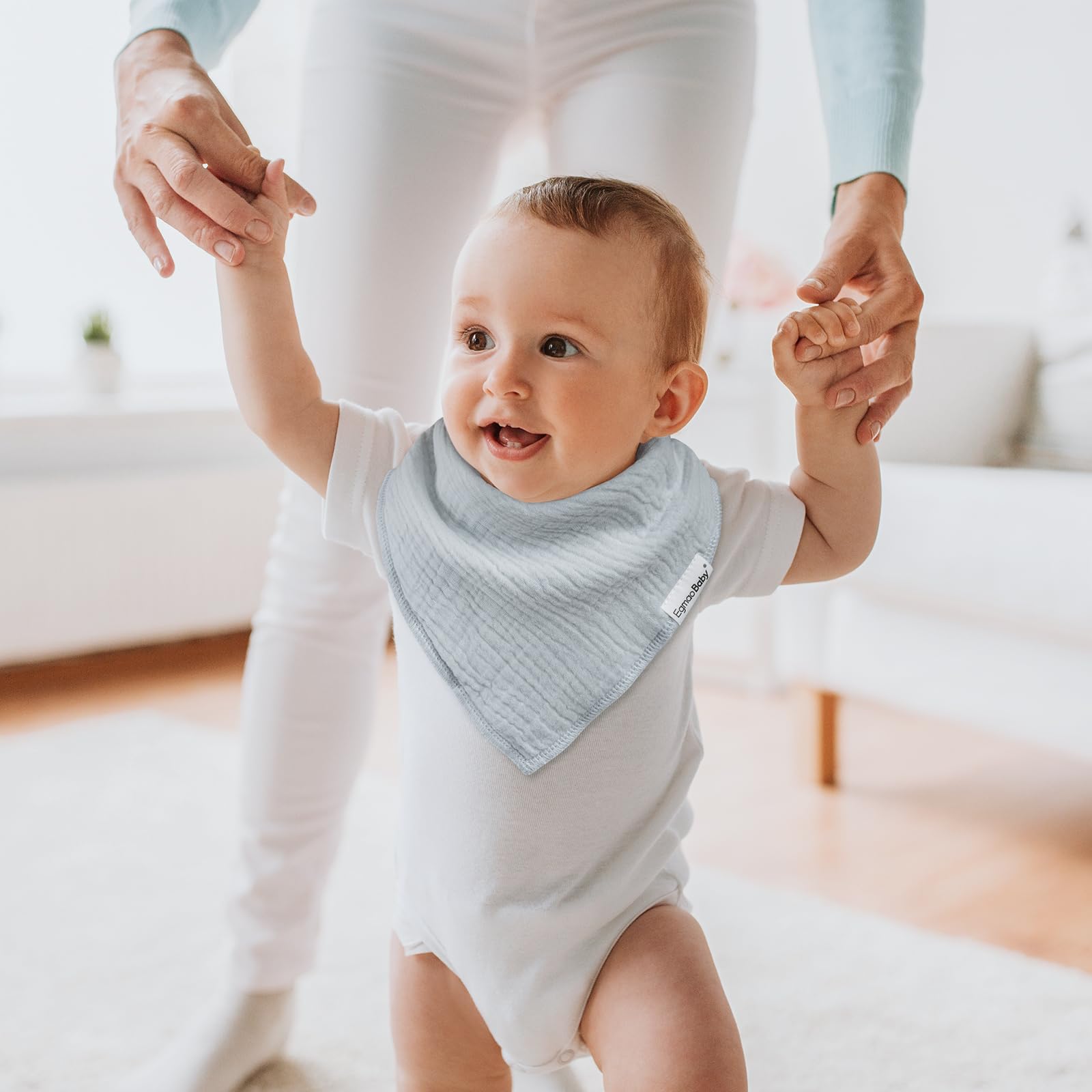 egmao baby muslin bibs colorful design—covers chest for mess-free meals.