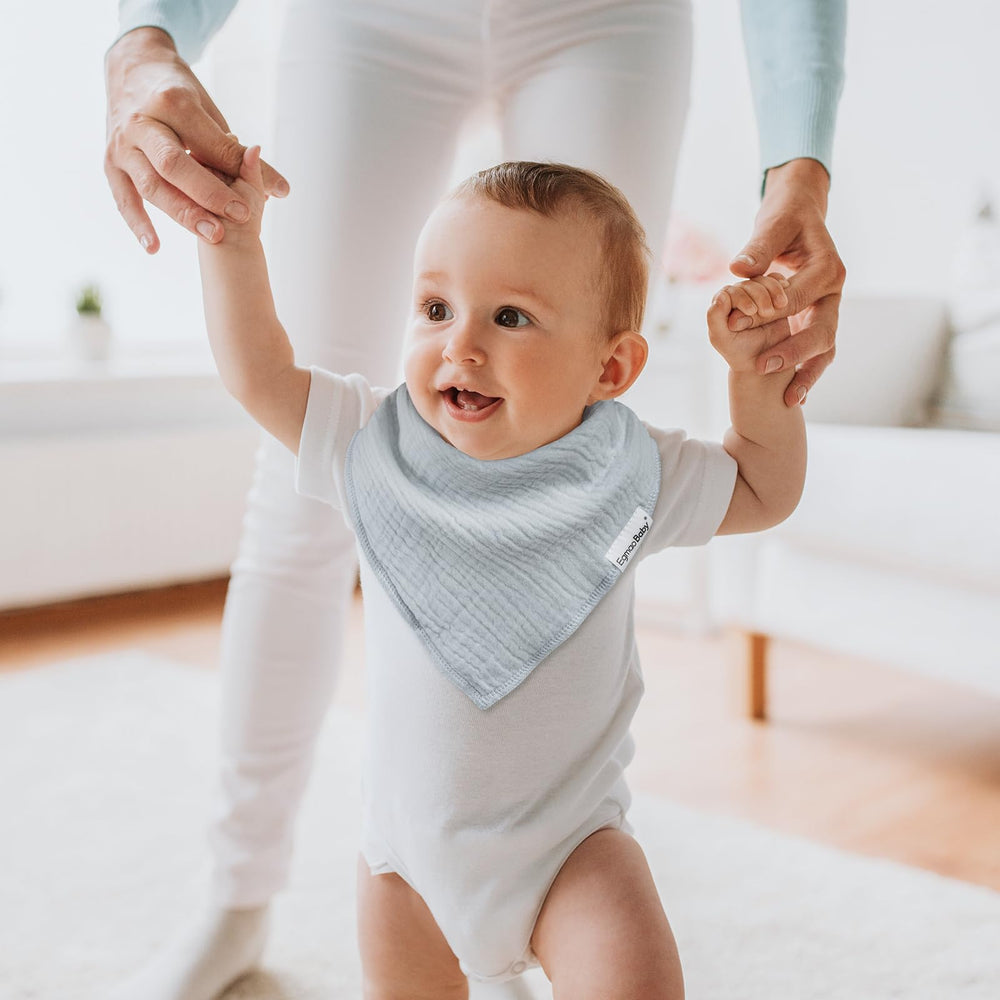 egmao baby muslin bibs colorful design—covers chest for mess-free meals.
