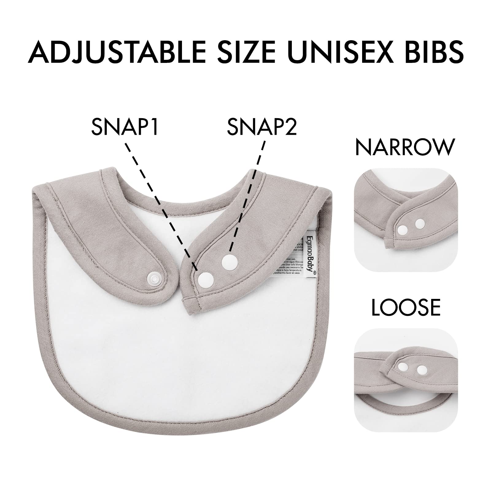 Egmao Baby Snap Bibs come in a gift-ready box for new parents.