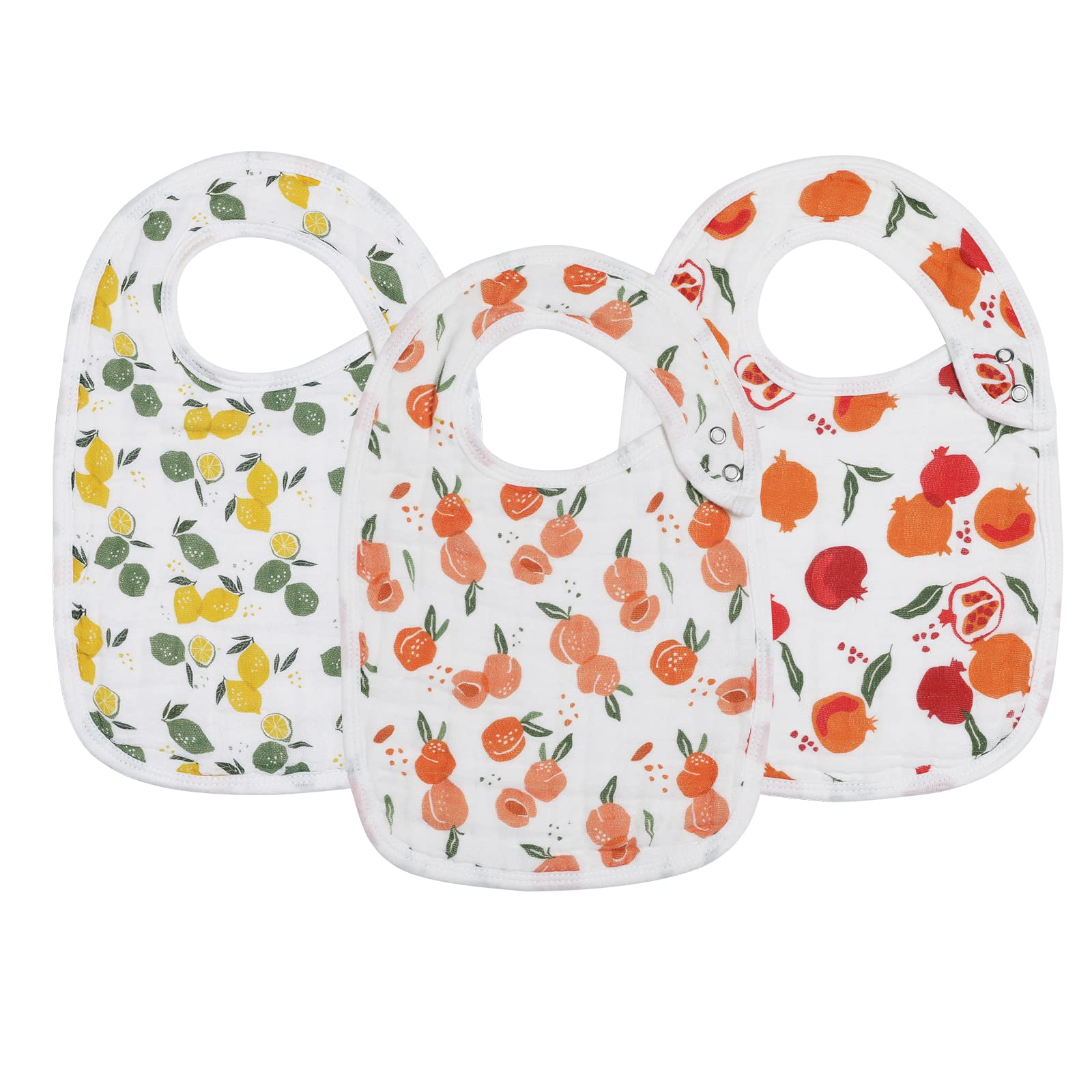 Egmao baby Snap Muslin Bib Lemon ideal for absorbent mealtime coverage