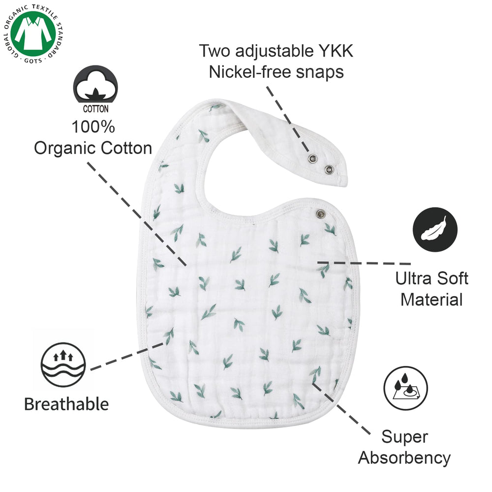 egmao baby snap muslin bibs adjustable snaps grow with baby from infants to toddlers.