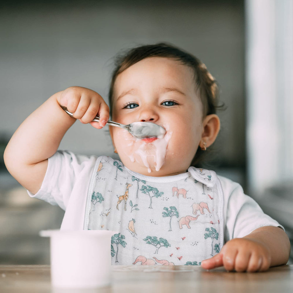 egmao baby snap muslin bibs Animal Jungle 3-pack absorbs drool and protects clothing.