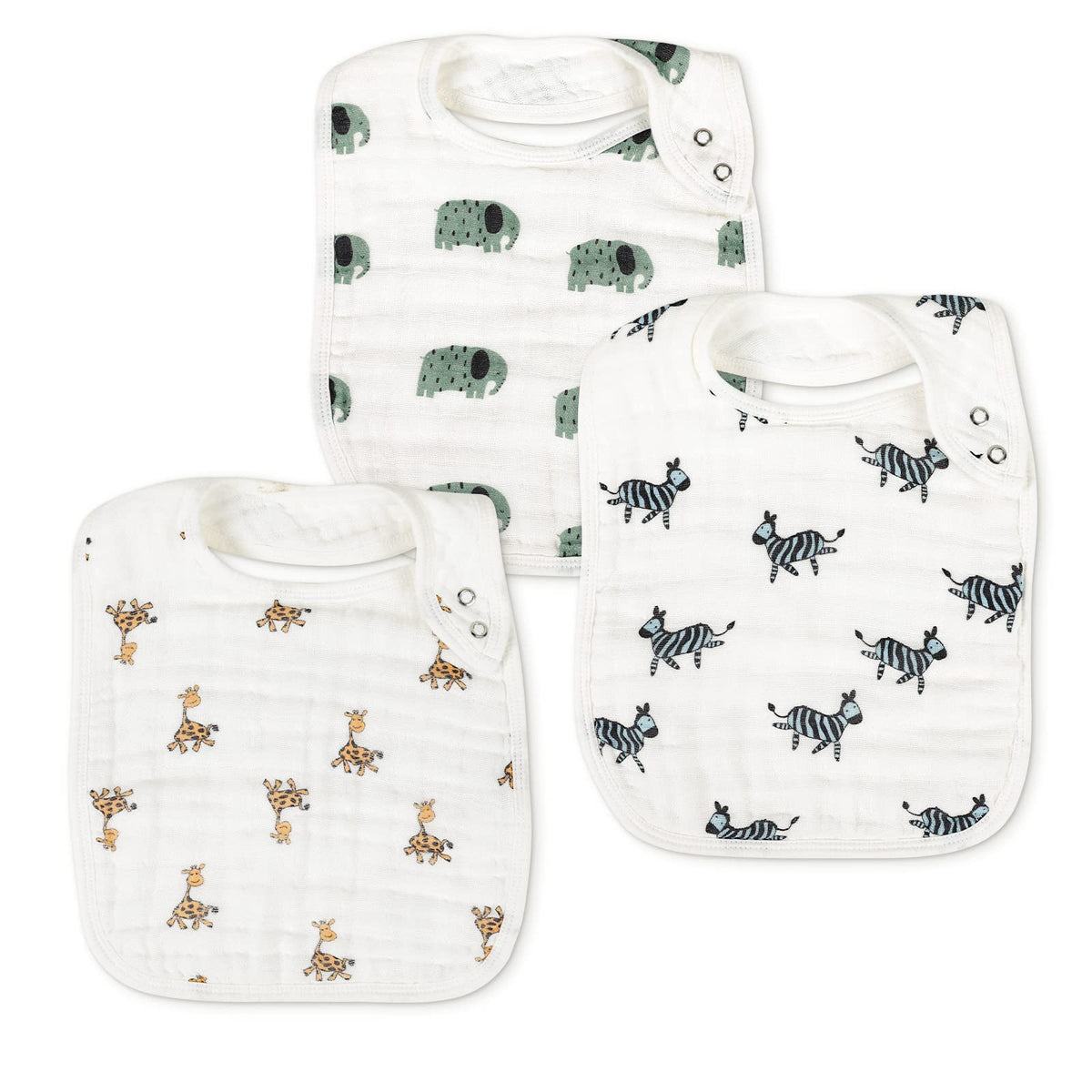 Egmao Baby Snap Muslin Bibs Animal Party Pack—ultra-absorbent protection from drool and spills