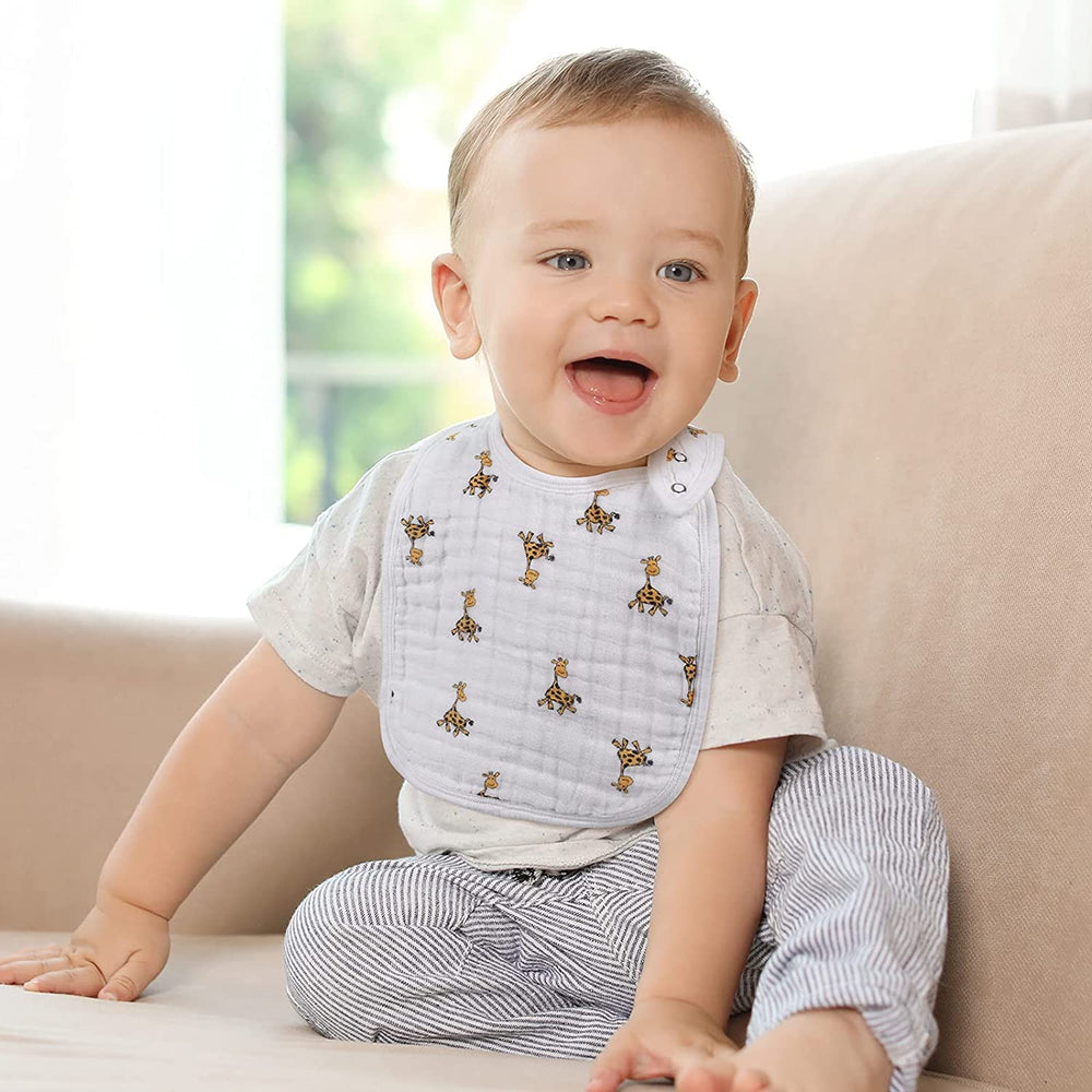 Egmao Baby Snap Muslin Bibs Soft Three-Layer 04—three-layer cotton for better drool absorption