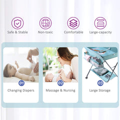 EGREE baby changing table with wheels demonstrating smooth, quiet mobility across floors.