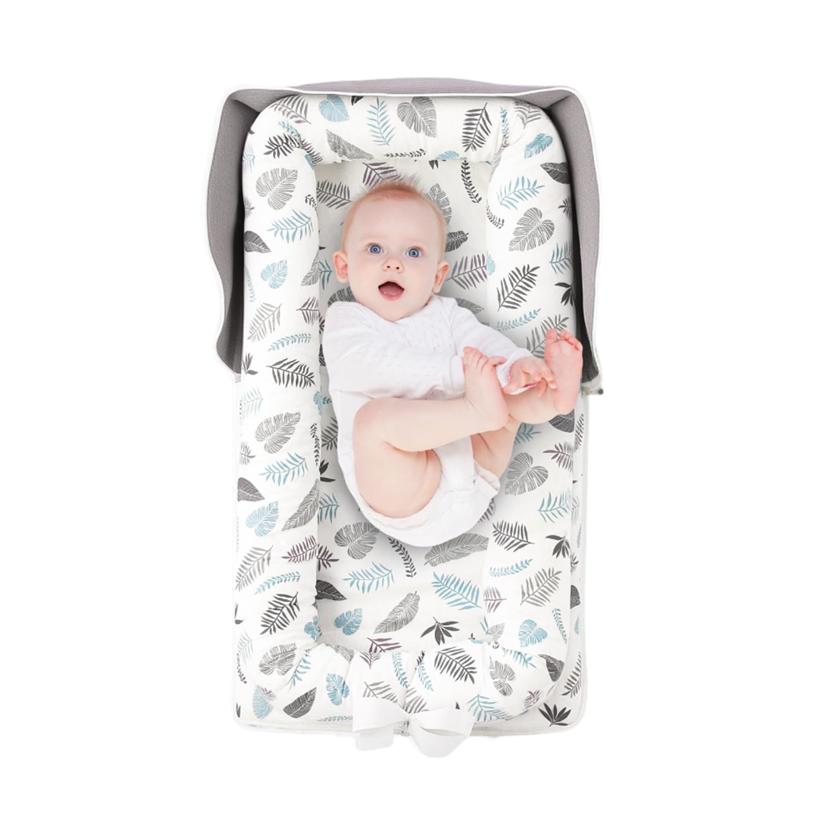 Ehcryonix portable baby lounger leaf front view for cozy newborn comfort.