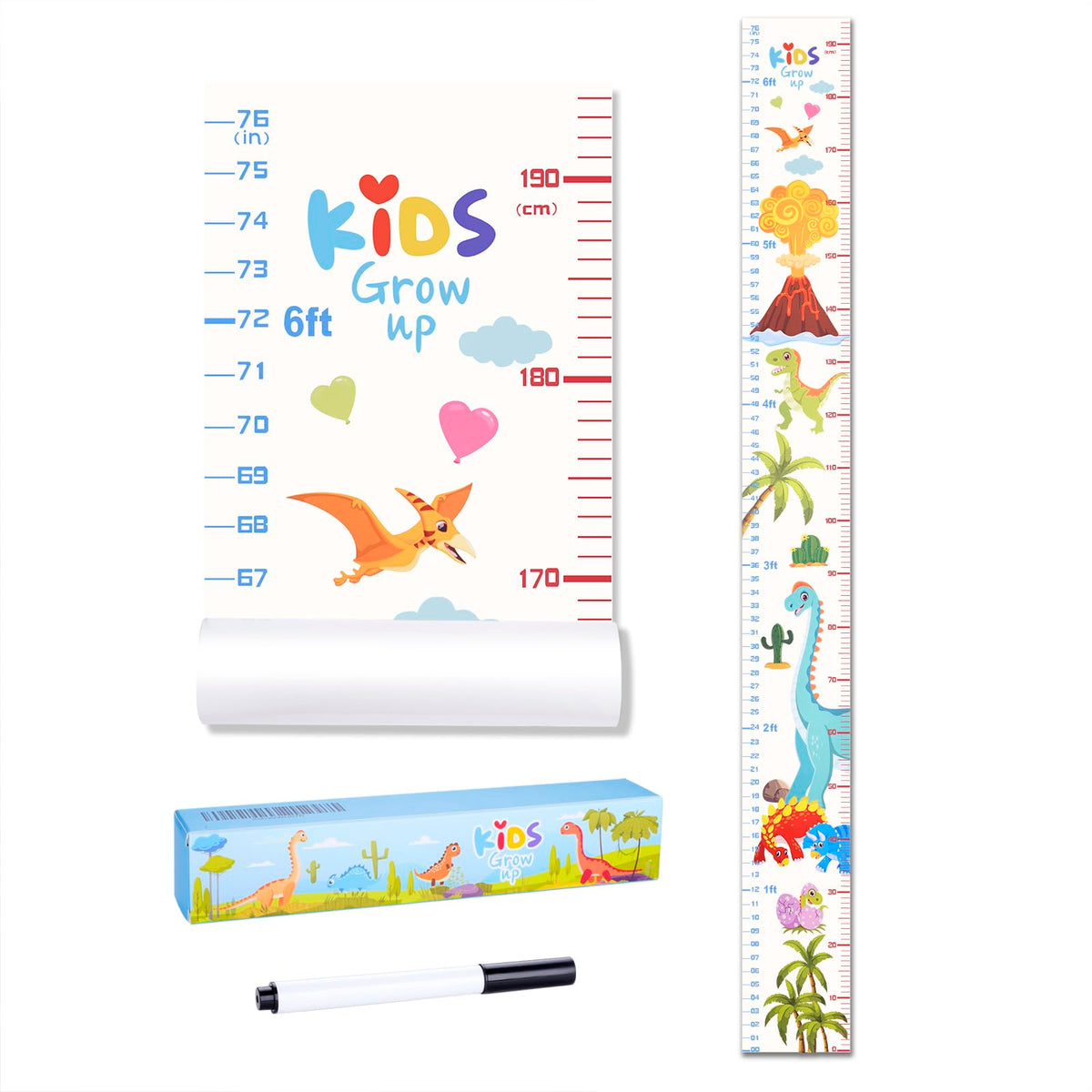 Eichzer baby height growth chart dinosaur wall-sticker for playroom height tracking