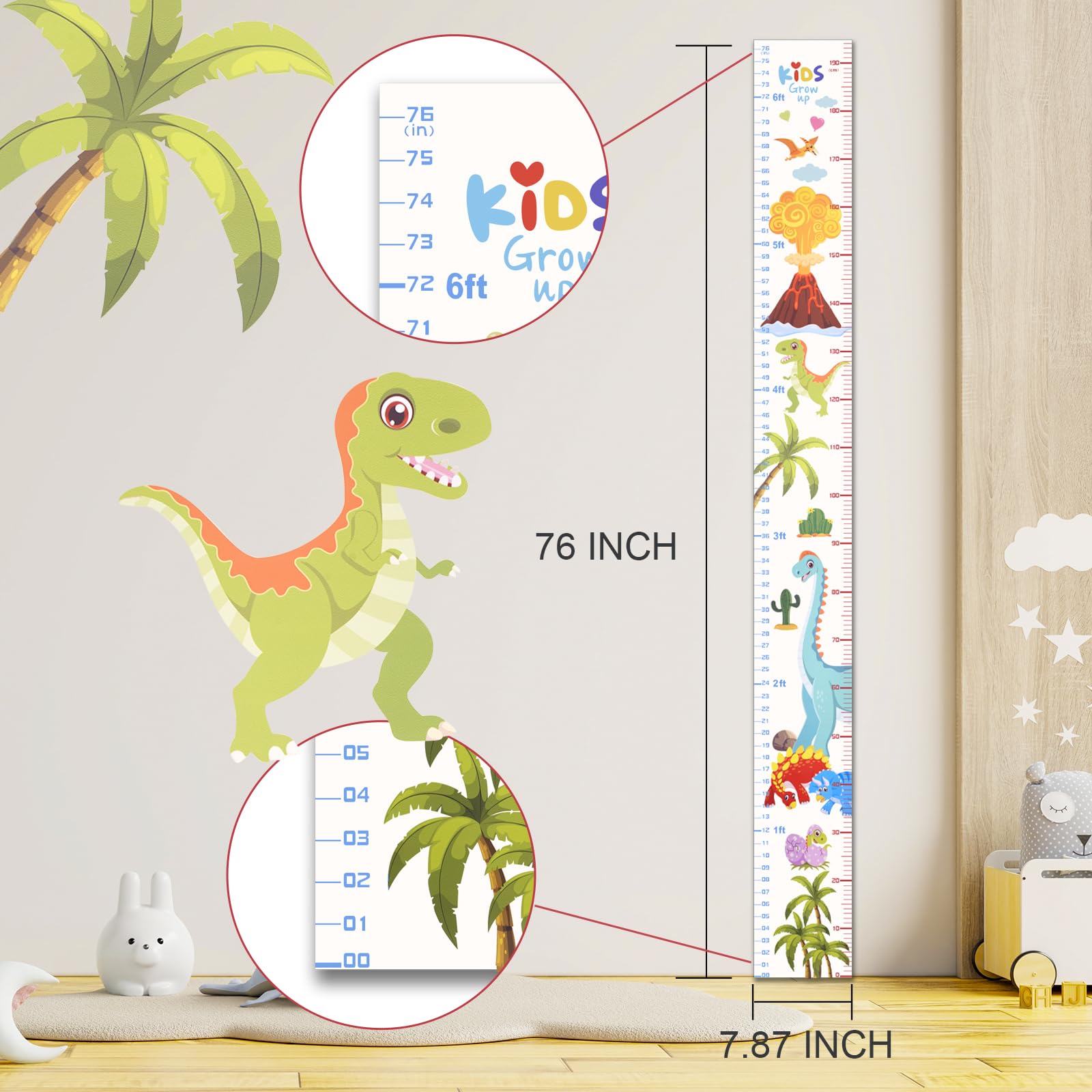 Eichzer growth chart inch centimeter markers close-up showing precise measurements