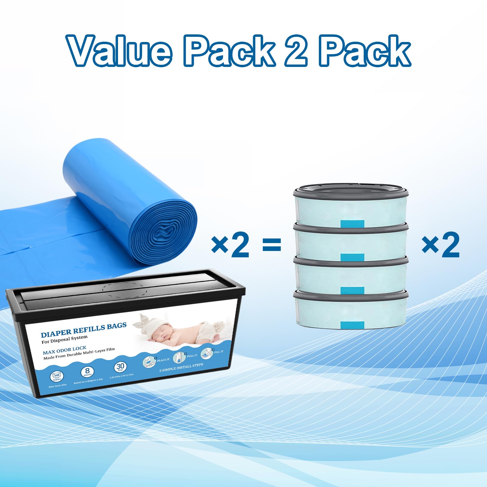 eiekako tapered-shape bags demonstrated for quick, mess-free bag changes.