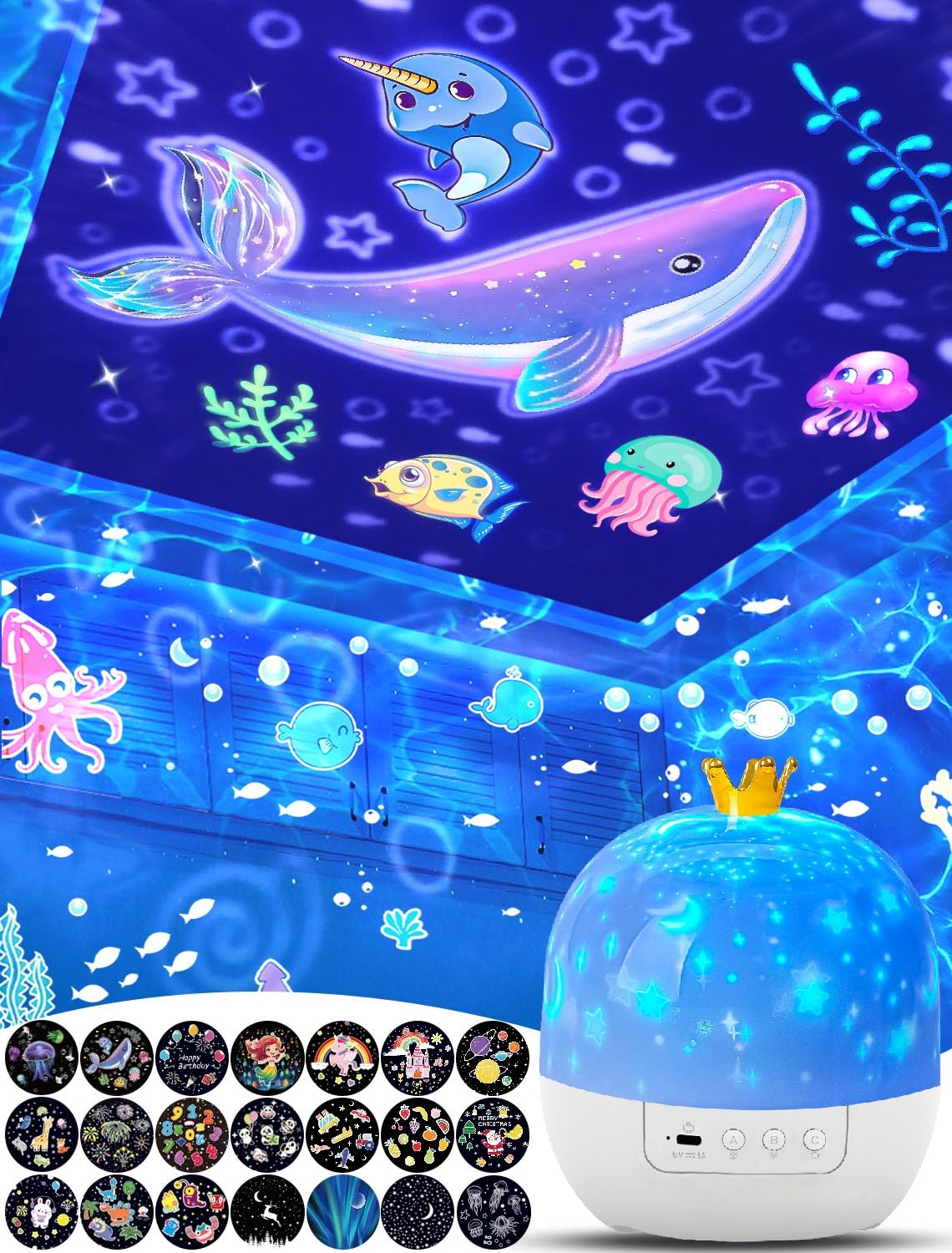 Eigther star projector lights kid bedroom ceiling with immersive night sky projection