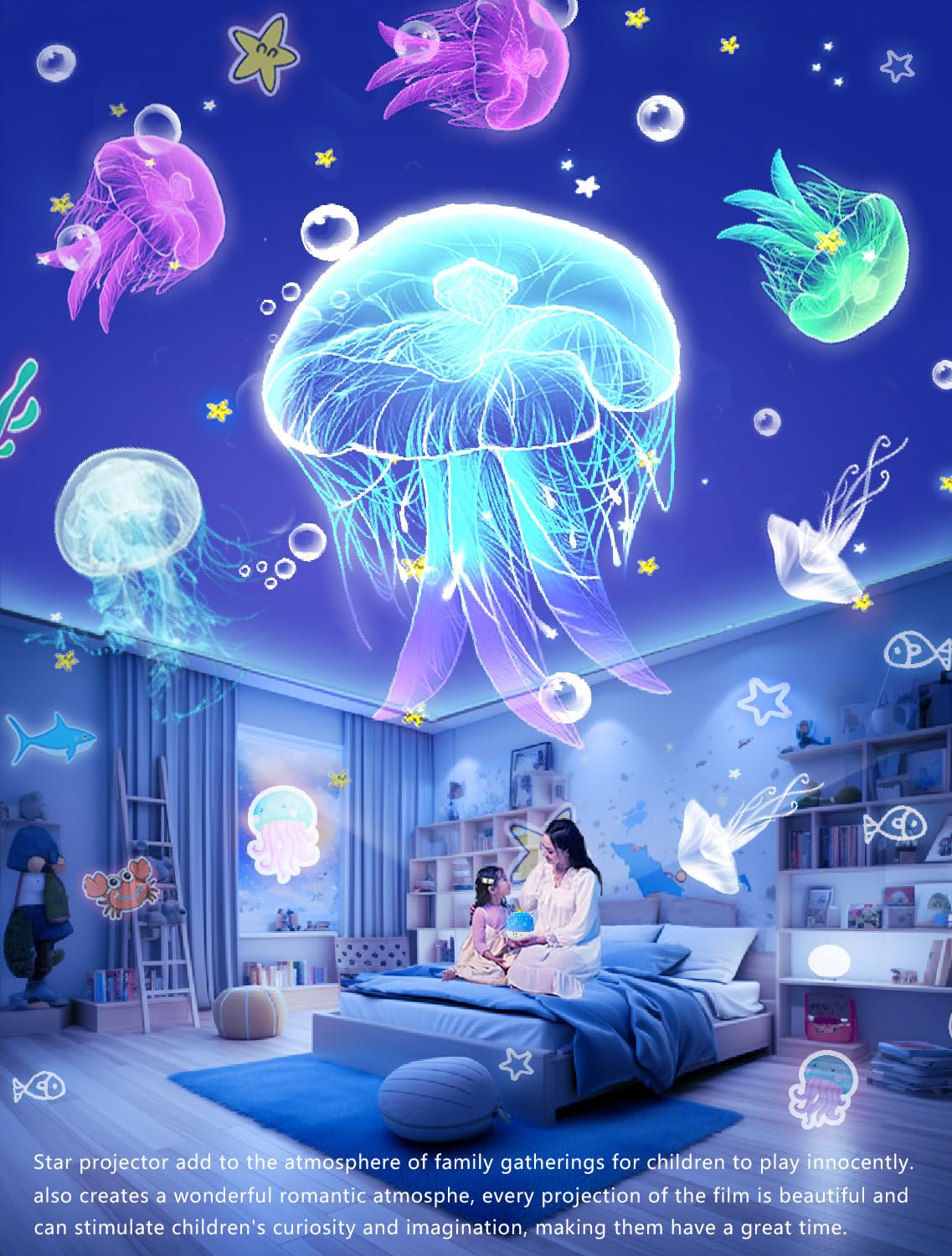 Eigther star projector includes six lighting modes for mood variety