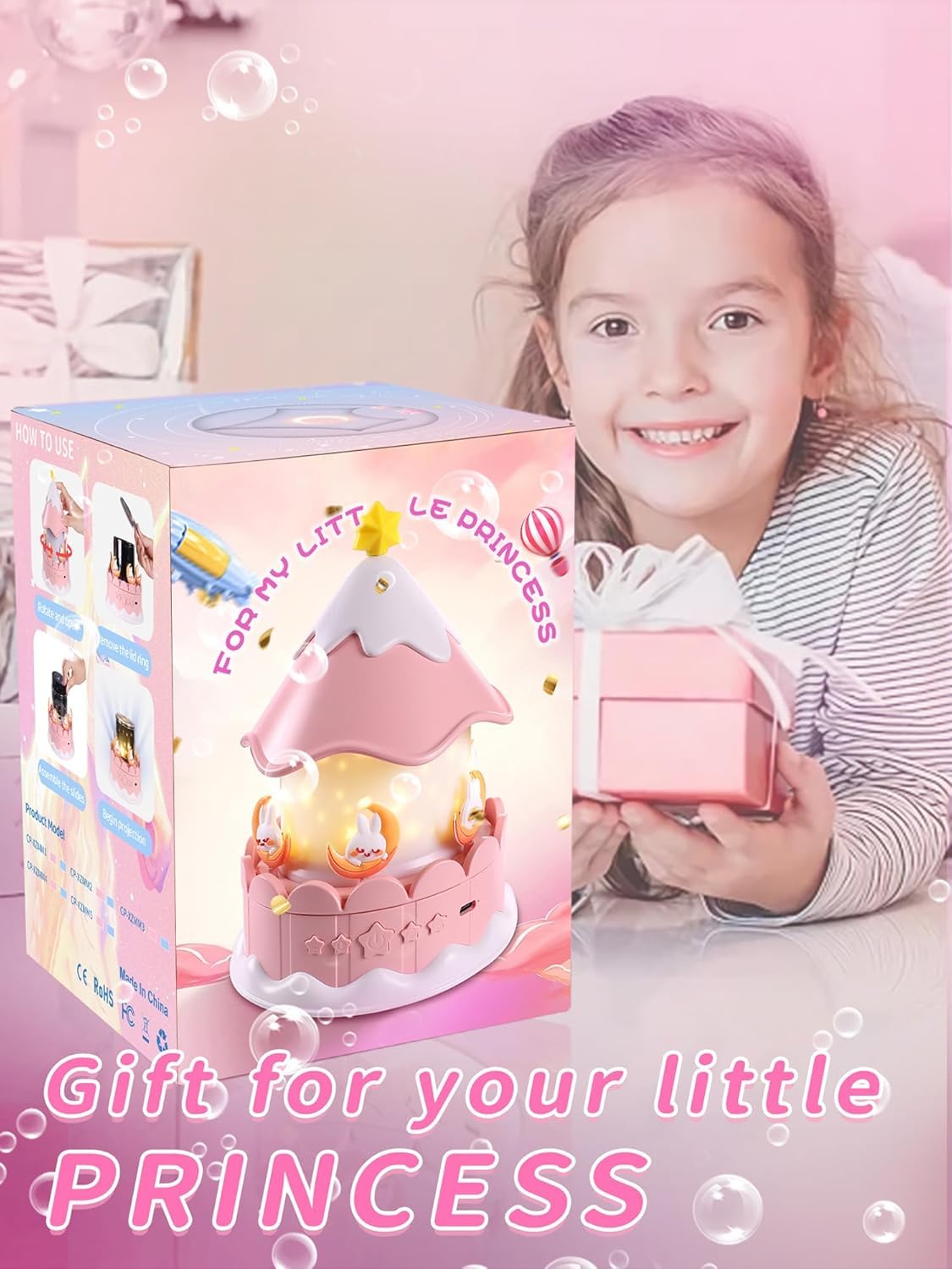 Eigther nursery decor light casts starry skies for cozy ambiance.