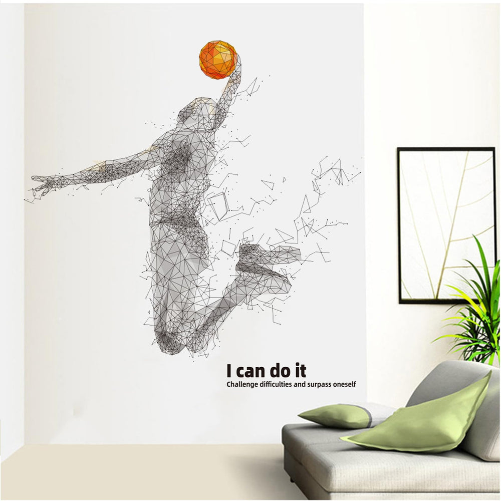 EIIXMSO basketball player wall sticker decorates the living room with sporty vibe.