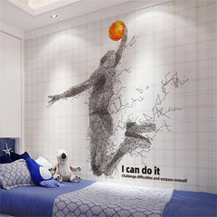 EIIXMSO basketball wall sticker mural adds modern decor and energetic vibe.