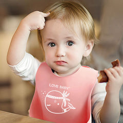 Eimmabey Silicone Bibs Blueberry 3D pocket highlights catch-all design for drips and crumbs