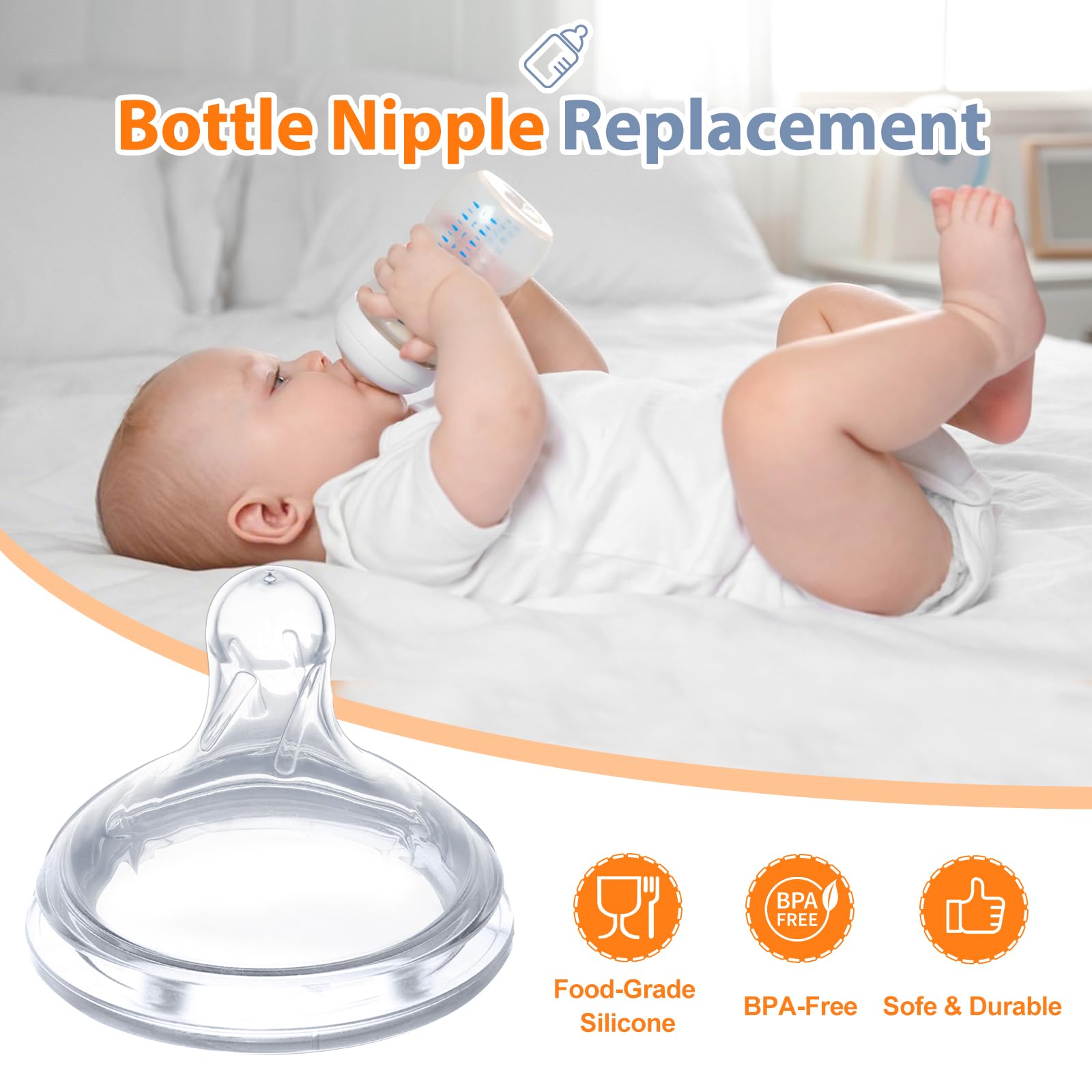 Eiszhjk BPA-free silicone nipples offer durable, safe material for everyday bottle feeding.