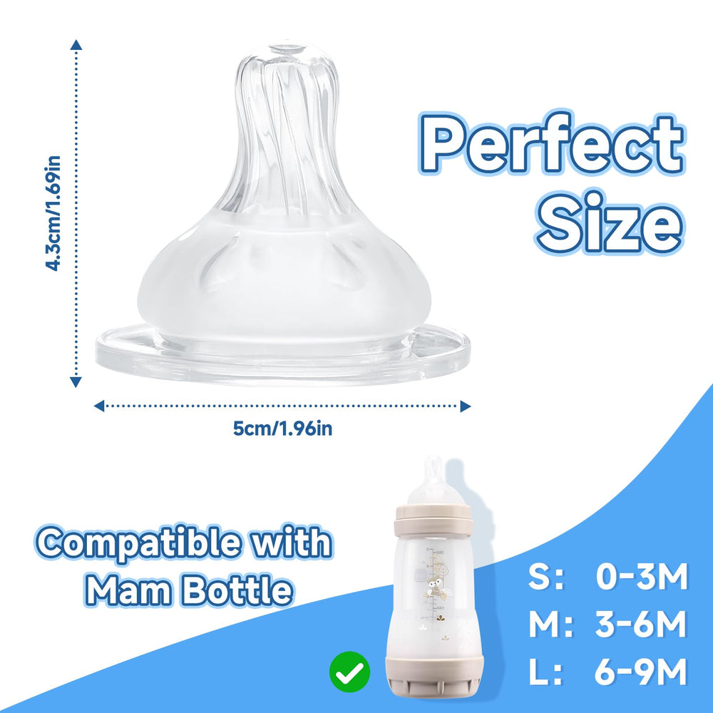 Eiszhjk MAM-compatible nipples offer a snug, leak-free feeding experience.