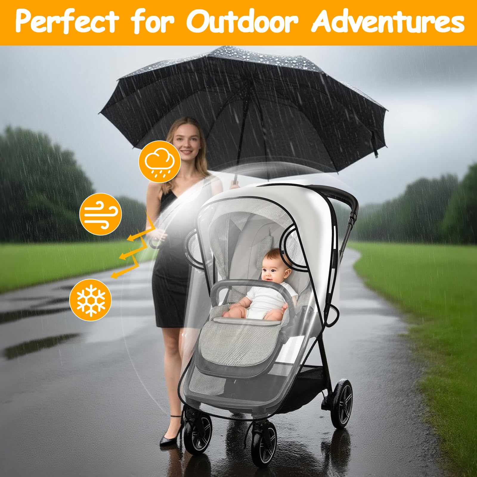 Eiszhjk rain cover dust-snow protection with Nuna stroller.
