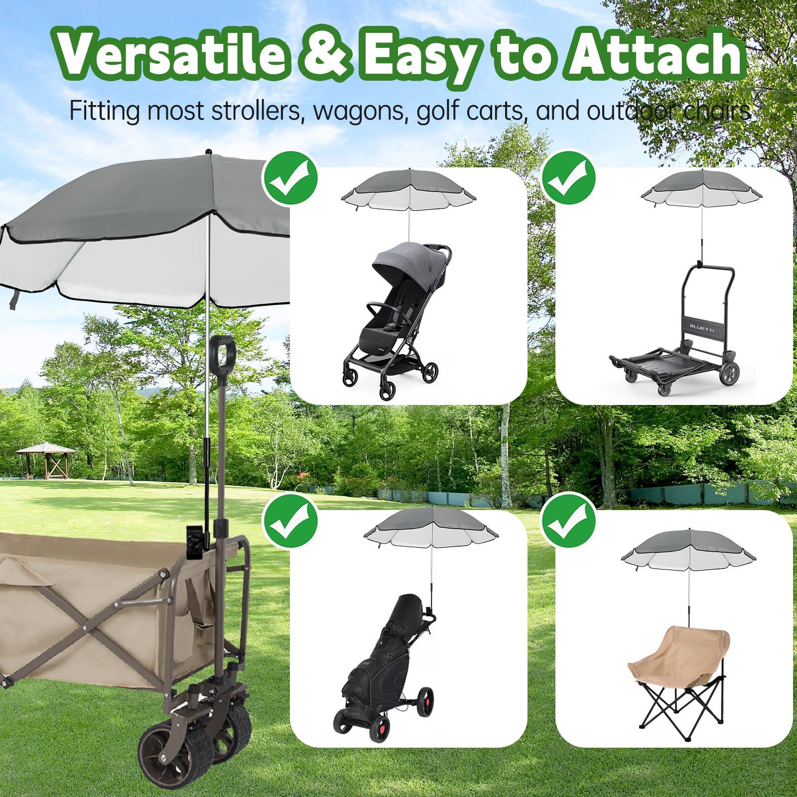 Eiszhjk UPF 50+ wagon umbrella durable fabric for long-lasting shade.