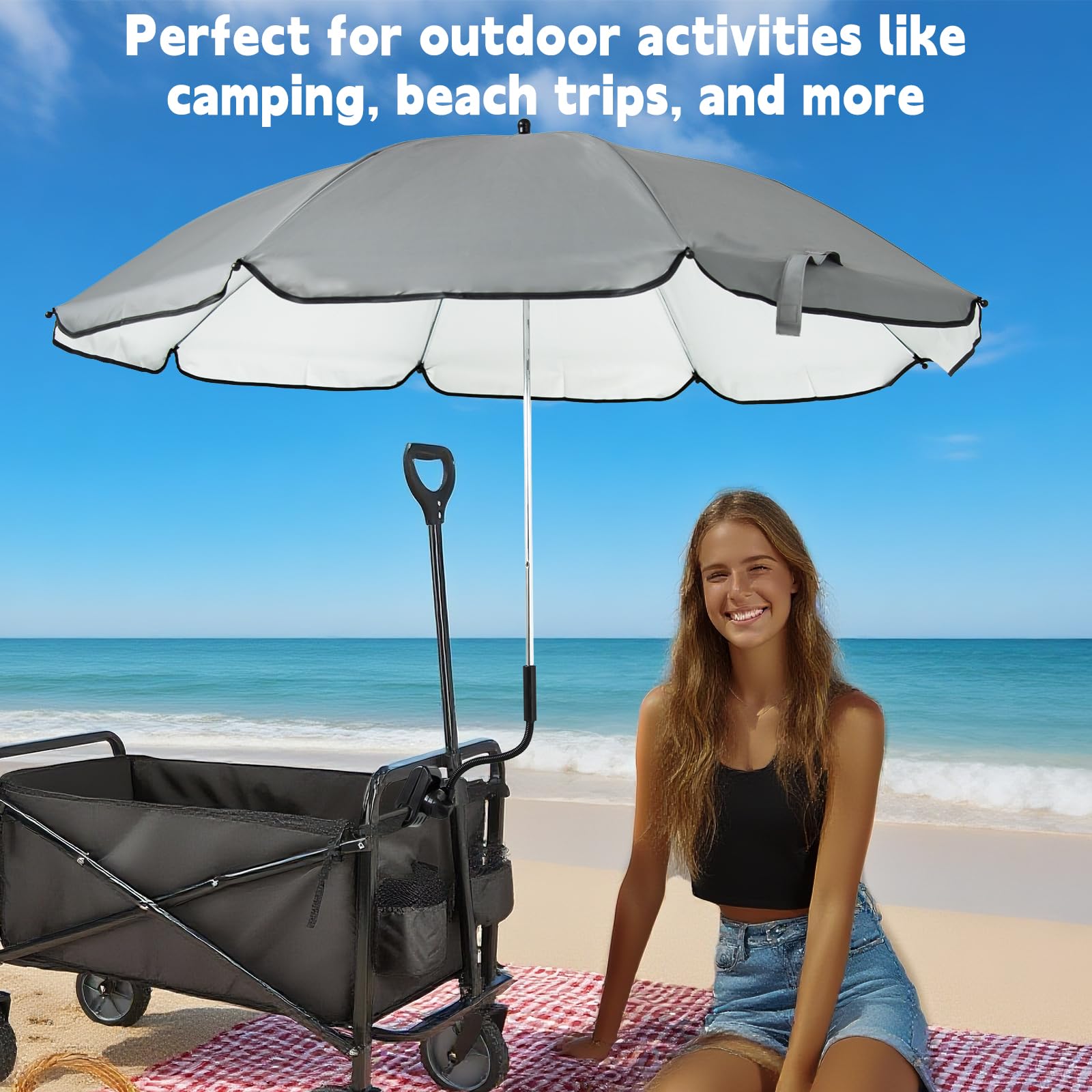 Eiszhjk UPF 50+ wagon umbrella portable shade for camping or beach.