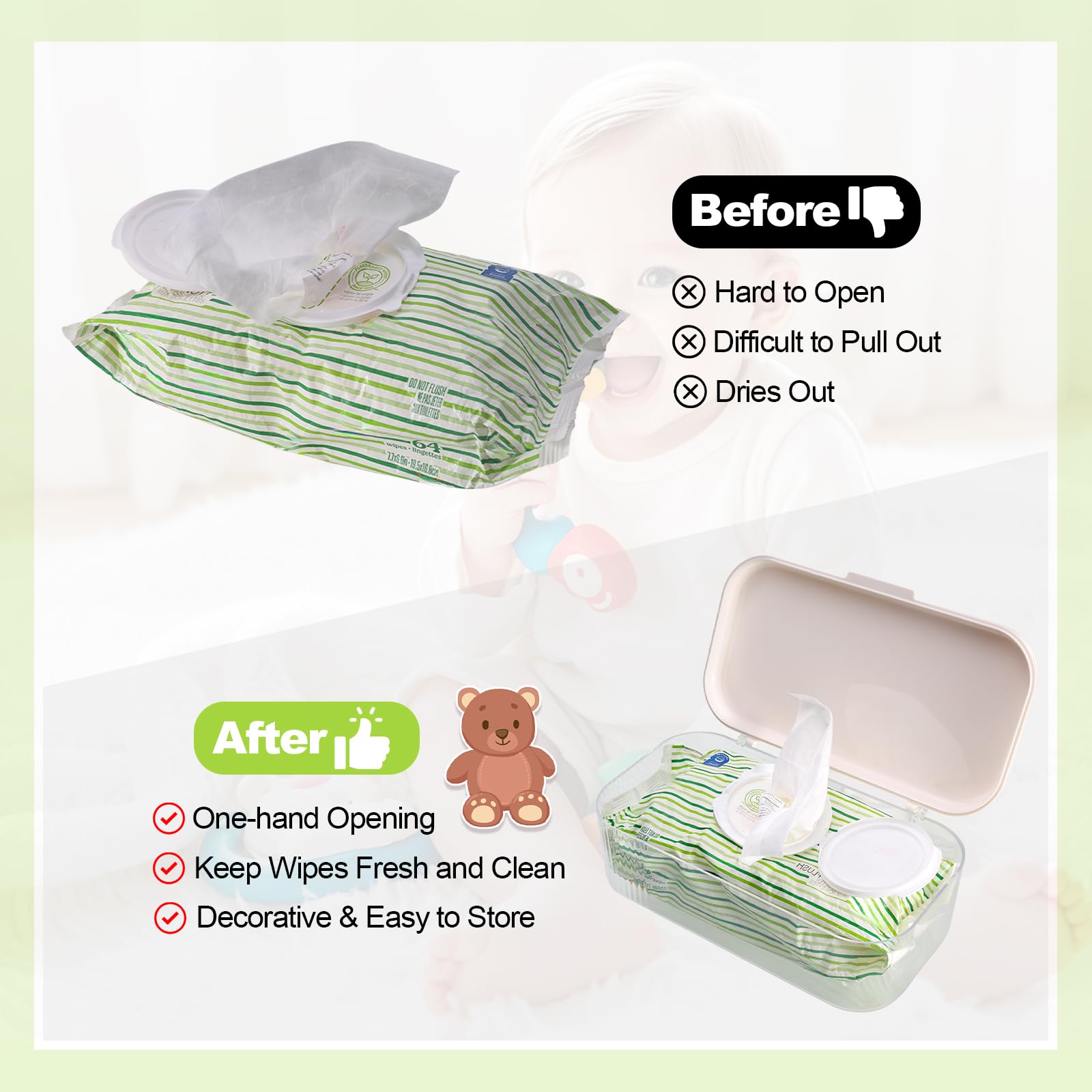 Eiszhjk wipes dispenser moisture-sealed lid keeps wipes moist and ready for use