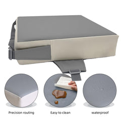 Eiury booster seat portable design closeup demonstrates travel-friendly, lightweight seating option.