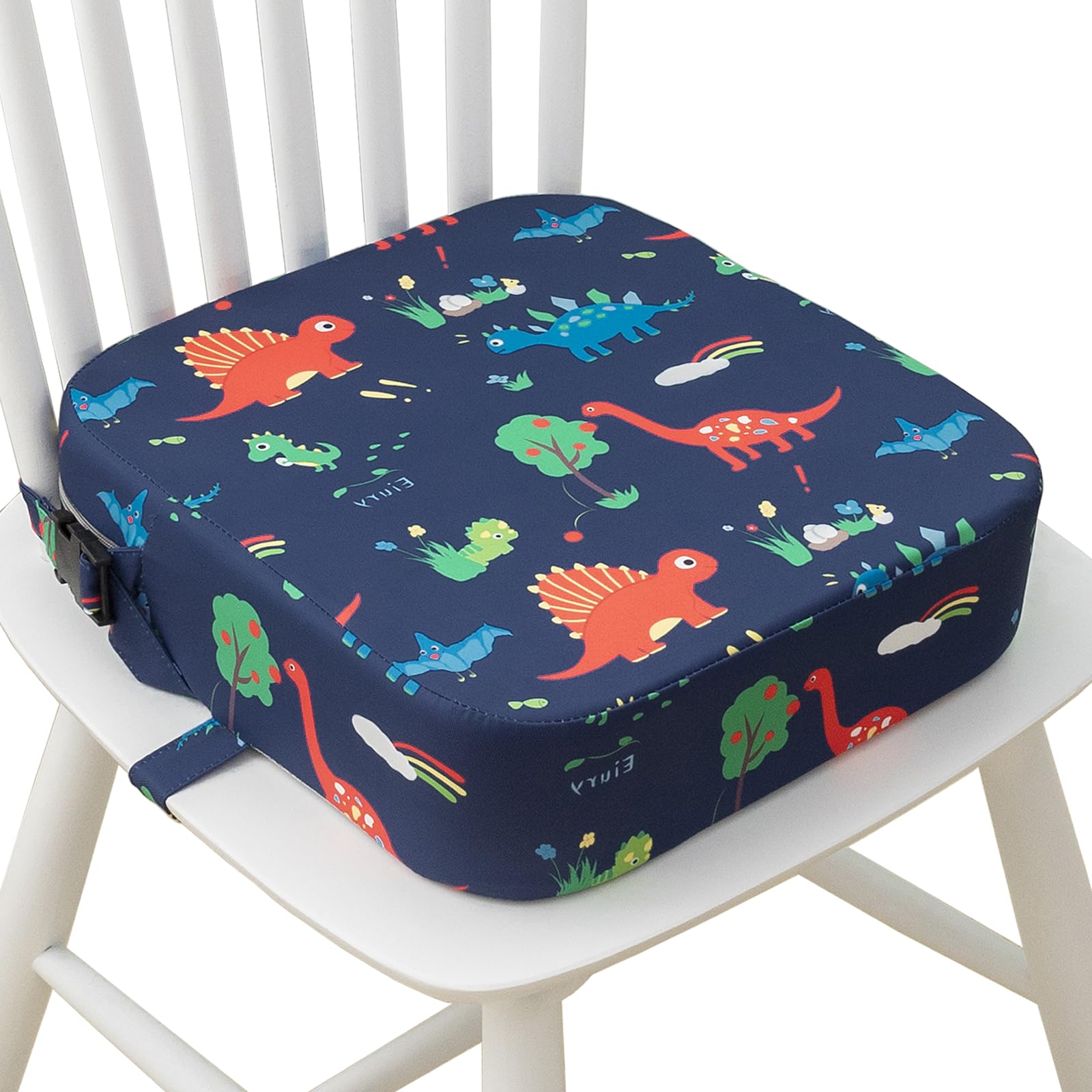 Eiury toddler booster seat blue dinosaur front view supports comfortable dining height