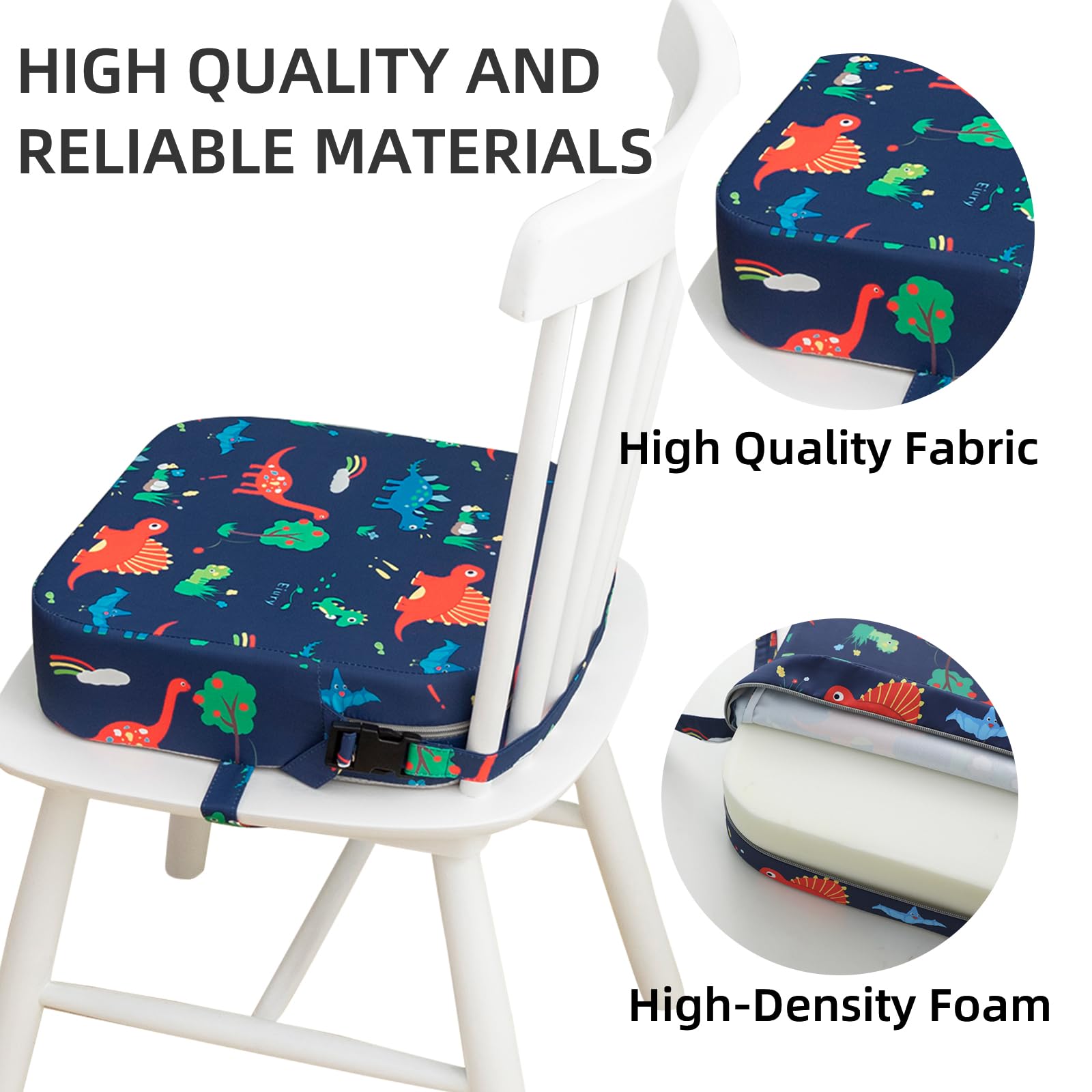 Eiury toddler booster seat blue dinosaur removable cover for easy cleaning
