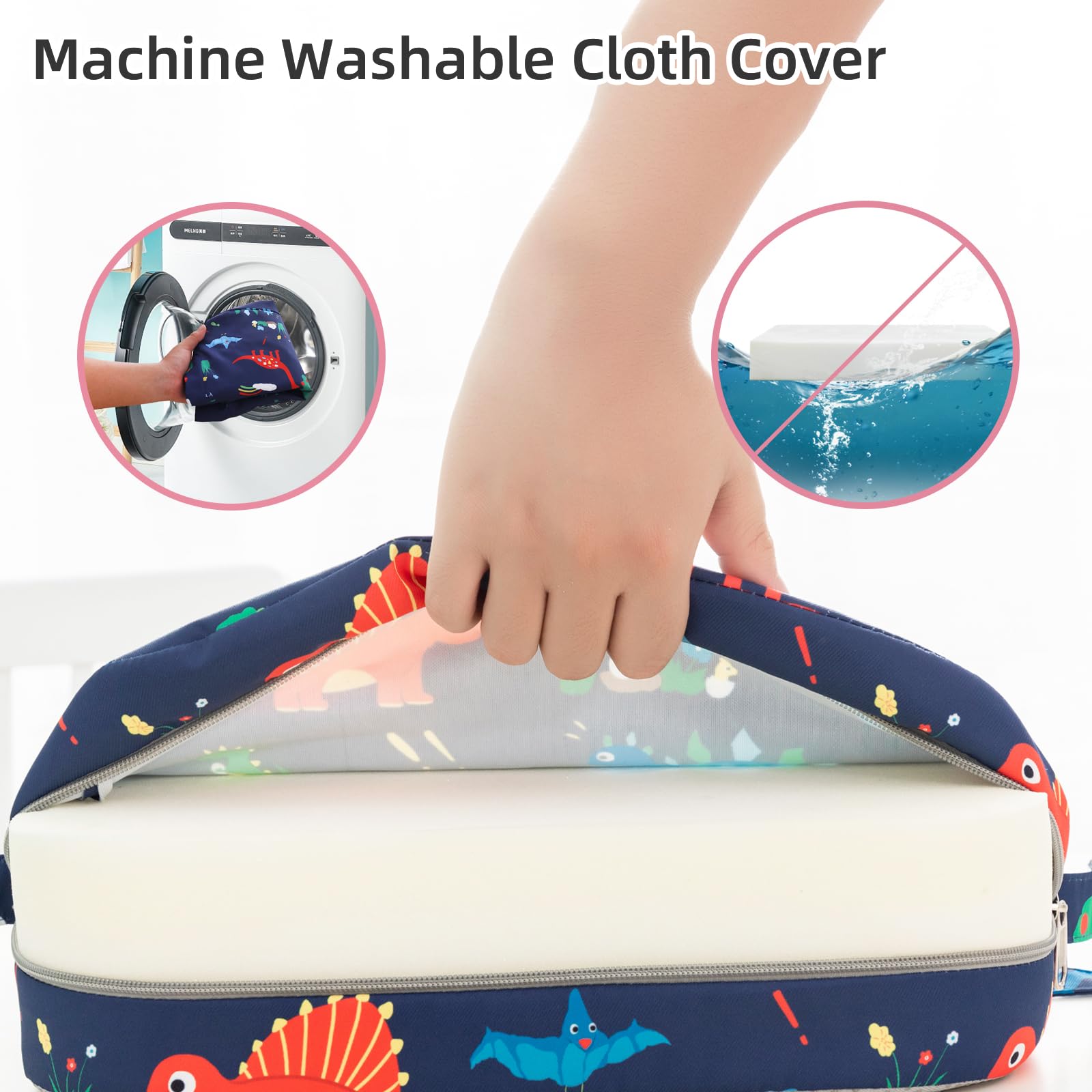 Eiury toddler booster seat blue dinosaur travel-ready for restaurants and outings