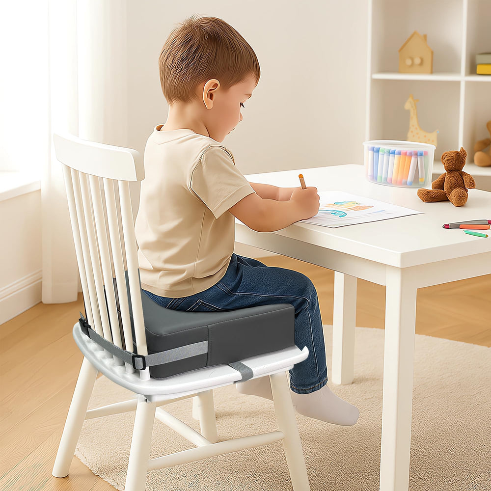 Eiury booster seat compatibility fits most chairs and high chairs with adjustable straps.