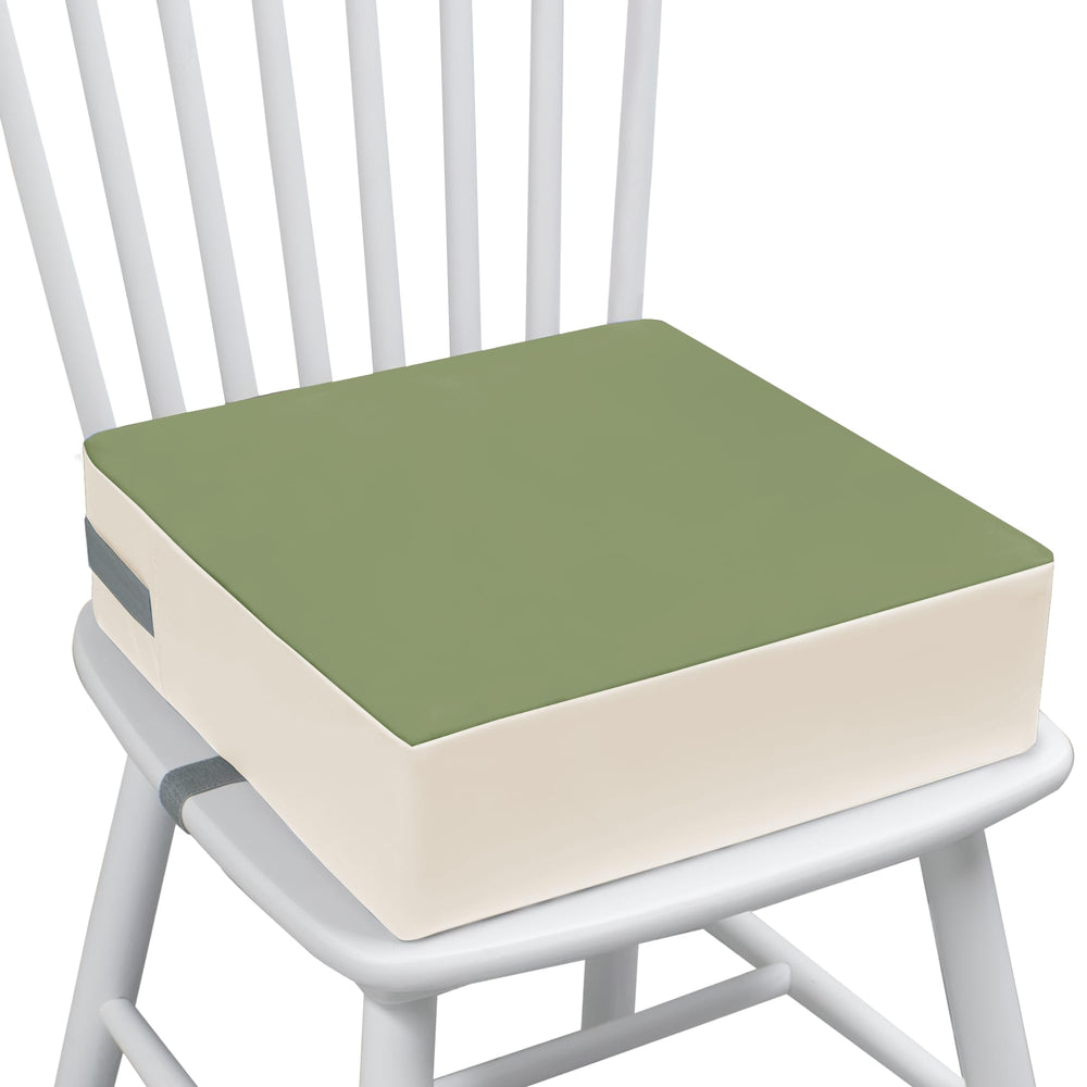 Eiury Toddler Booster Seat green front view showing height for easy meals