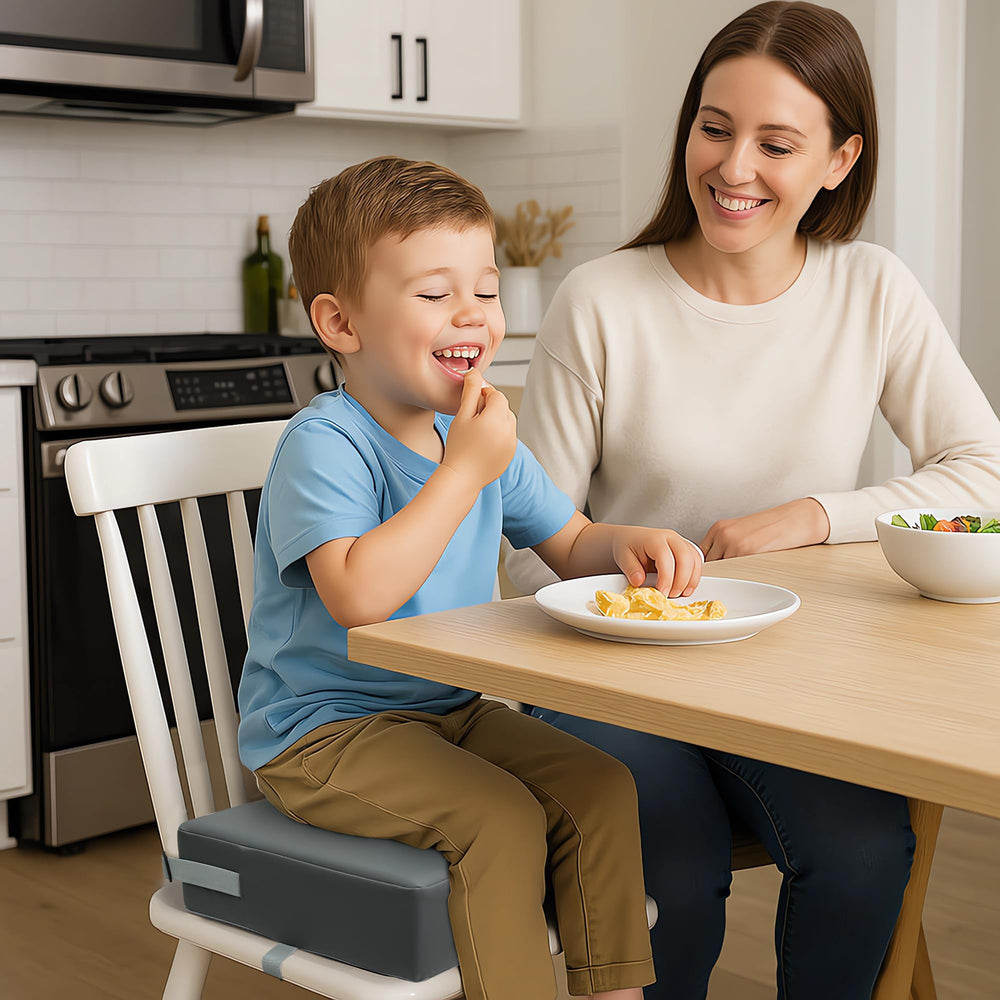Eiury toddler booster seat waterproof cover keeps messes easy to wipe clean.