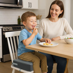 Eiury toddler booster seat waterproof cover keeps messes easy to wipe clean.