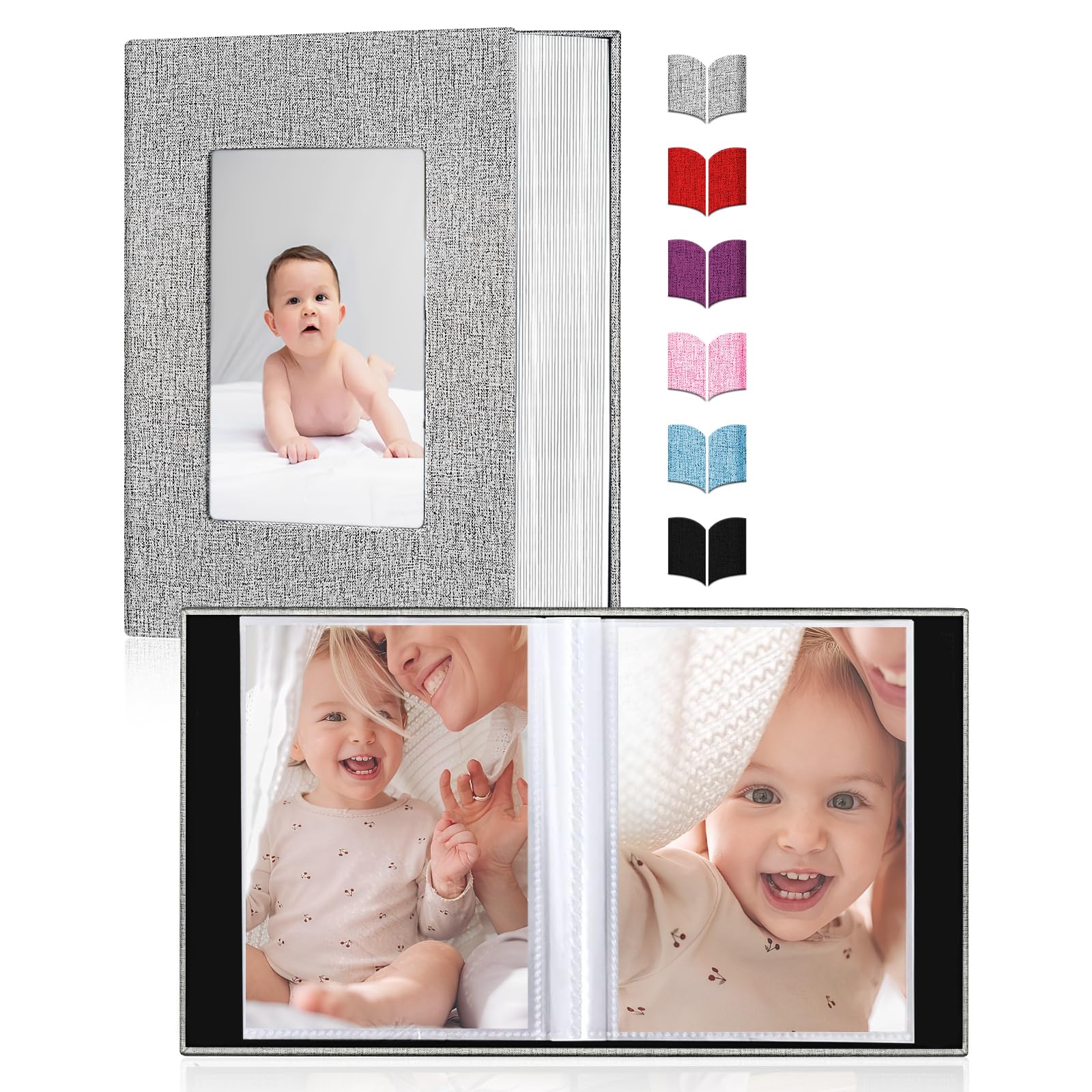 ejblfe linen cover open window photo slot for customizable display
