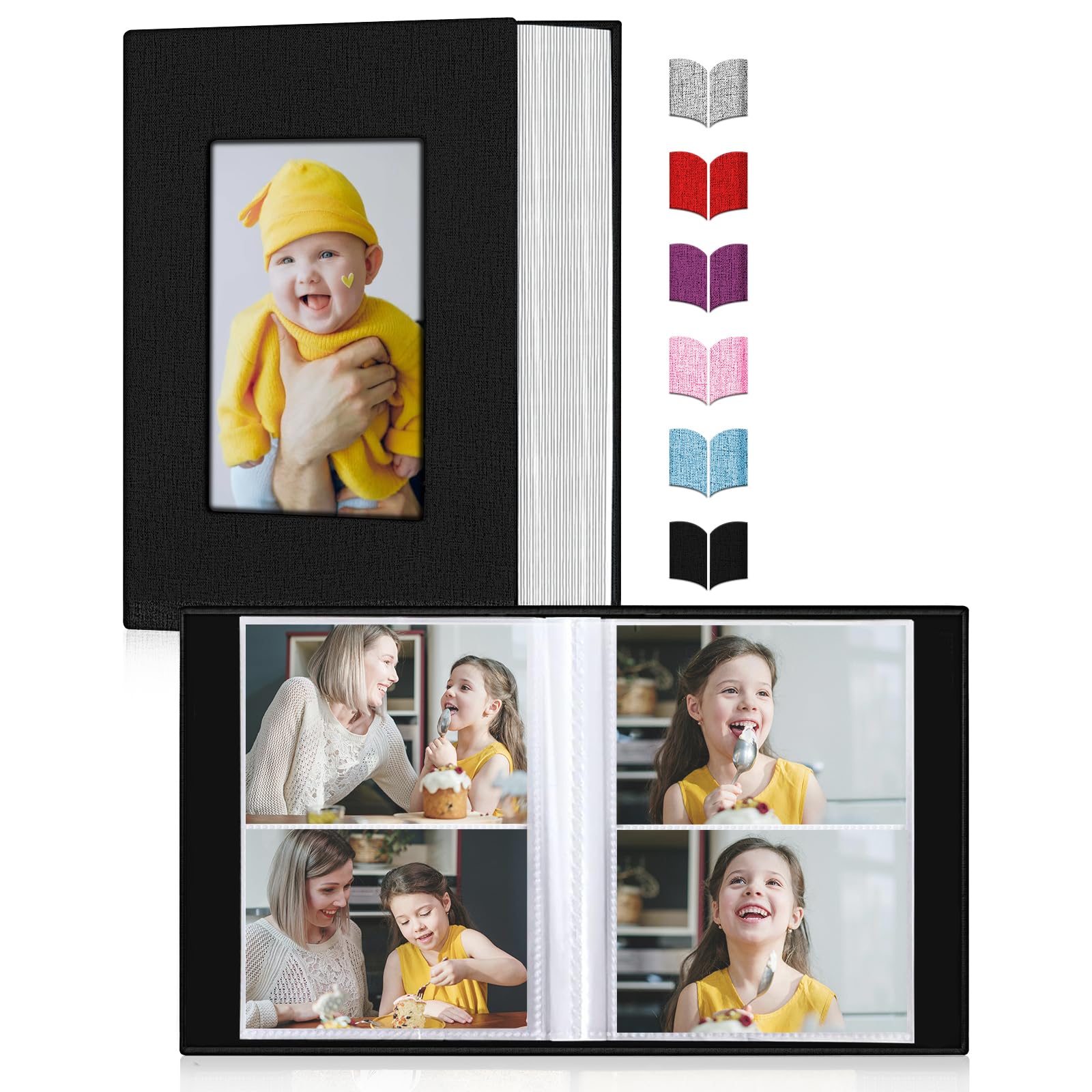 EJBLFE photo album cover open window highlights replaceable 3x5 photos