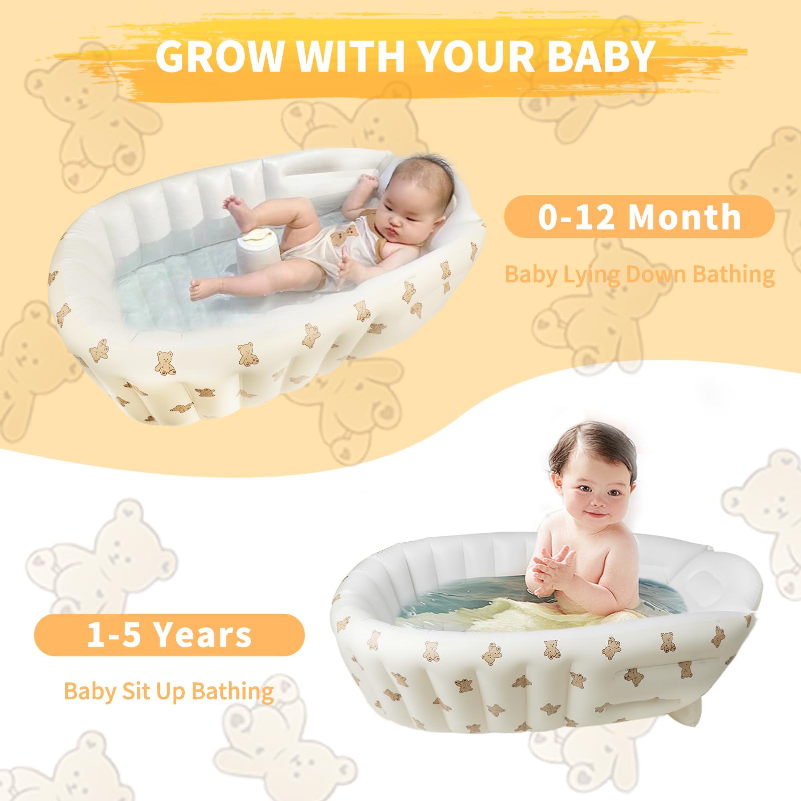 EKEPE Bear collapsible travel bath folded flat for easy packing