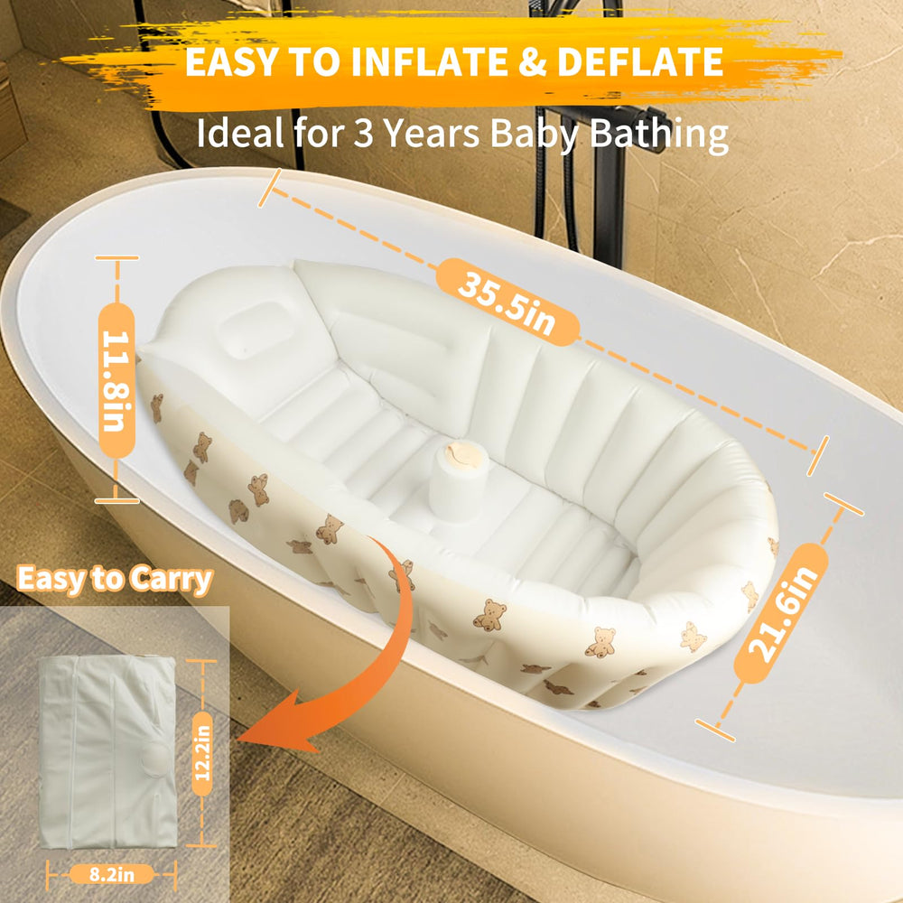 EKEPE Bear 45-degree ergonomic back tilt supports comfortable newborn baths