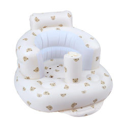 EKEPE Bear Head inflatable baby seat in use offers safe hands-free support for feeding and play