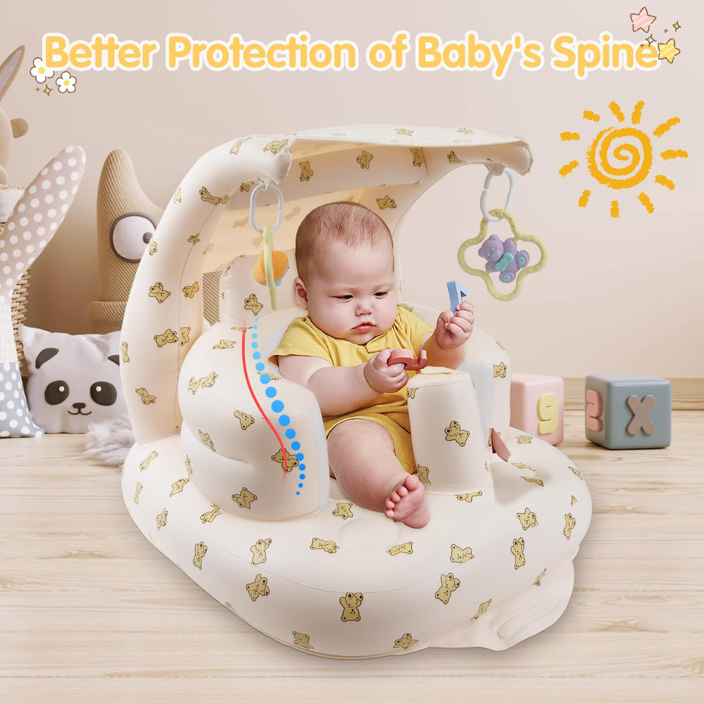 EKEPE Bear inflatable baby chair leak-proof valve for easy deflation.