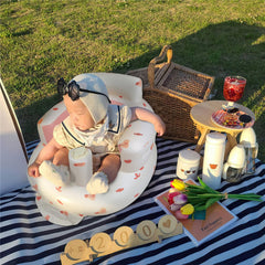 EKEPE inflatable baby chair bunny built-in air pump highlights quick setup in minutes for busy parents.