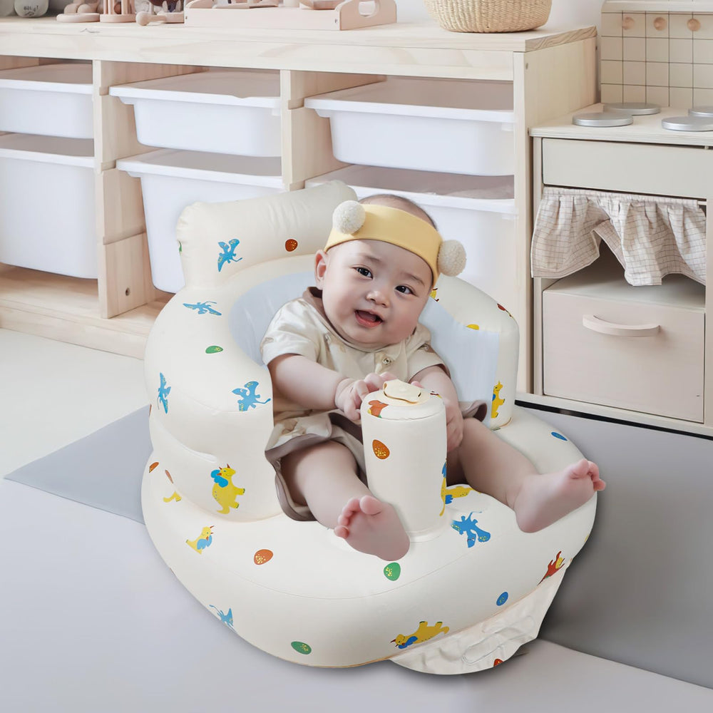 EKEPE inflatable baby chair side view highlighting ergonomic backrest