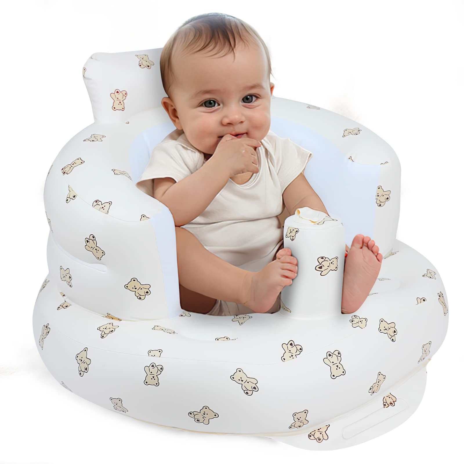 EKEPE inflatable baby seat front view shows secure sitting support for infants.