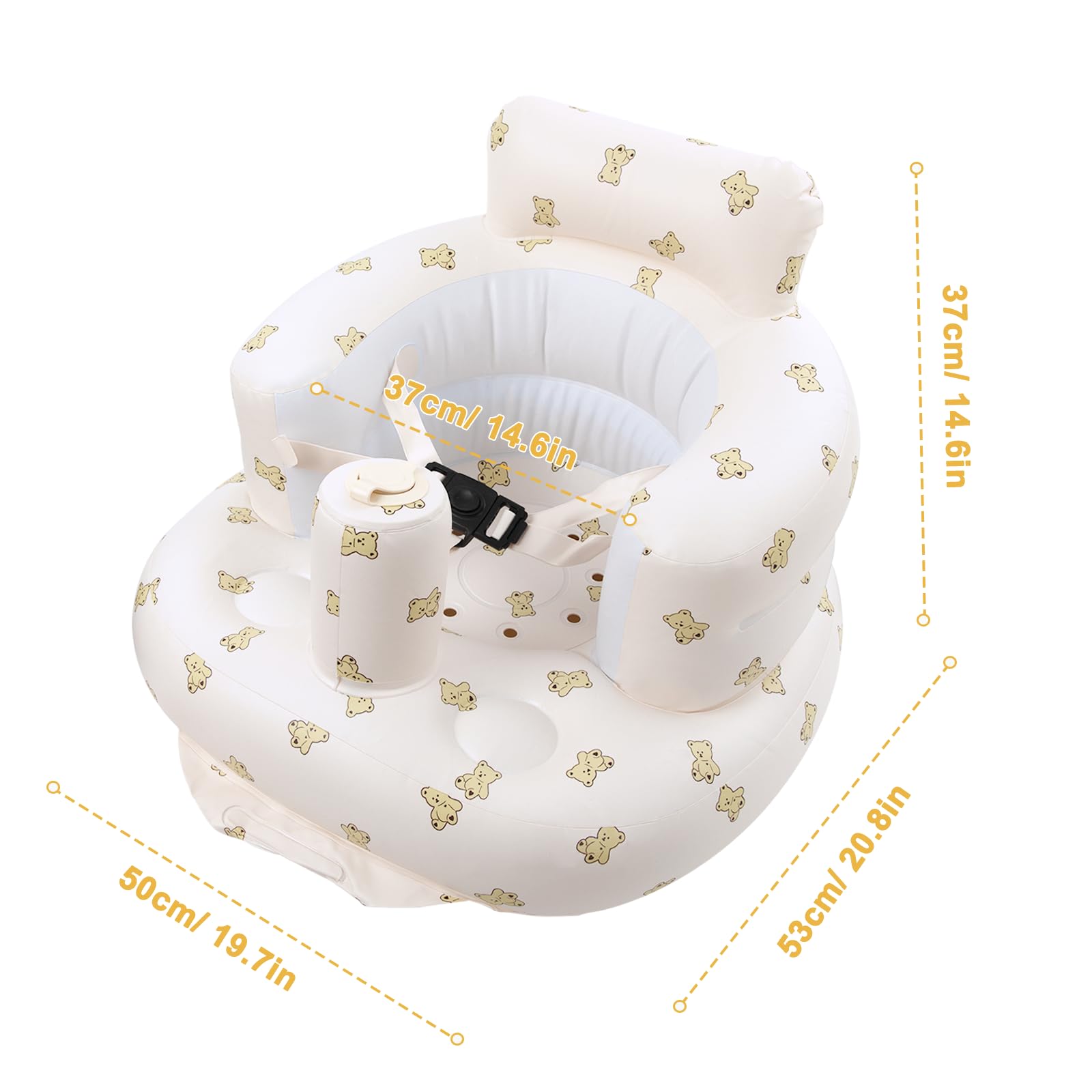EKEPE inflatable baby seat harness close-up — secure three-point harness for safety