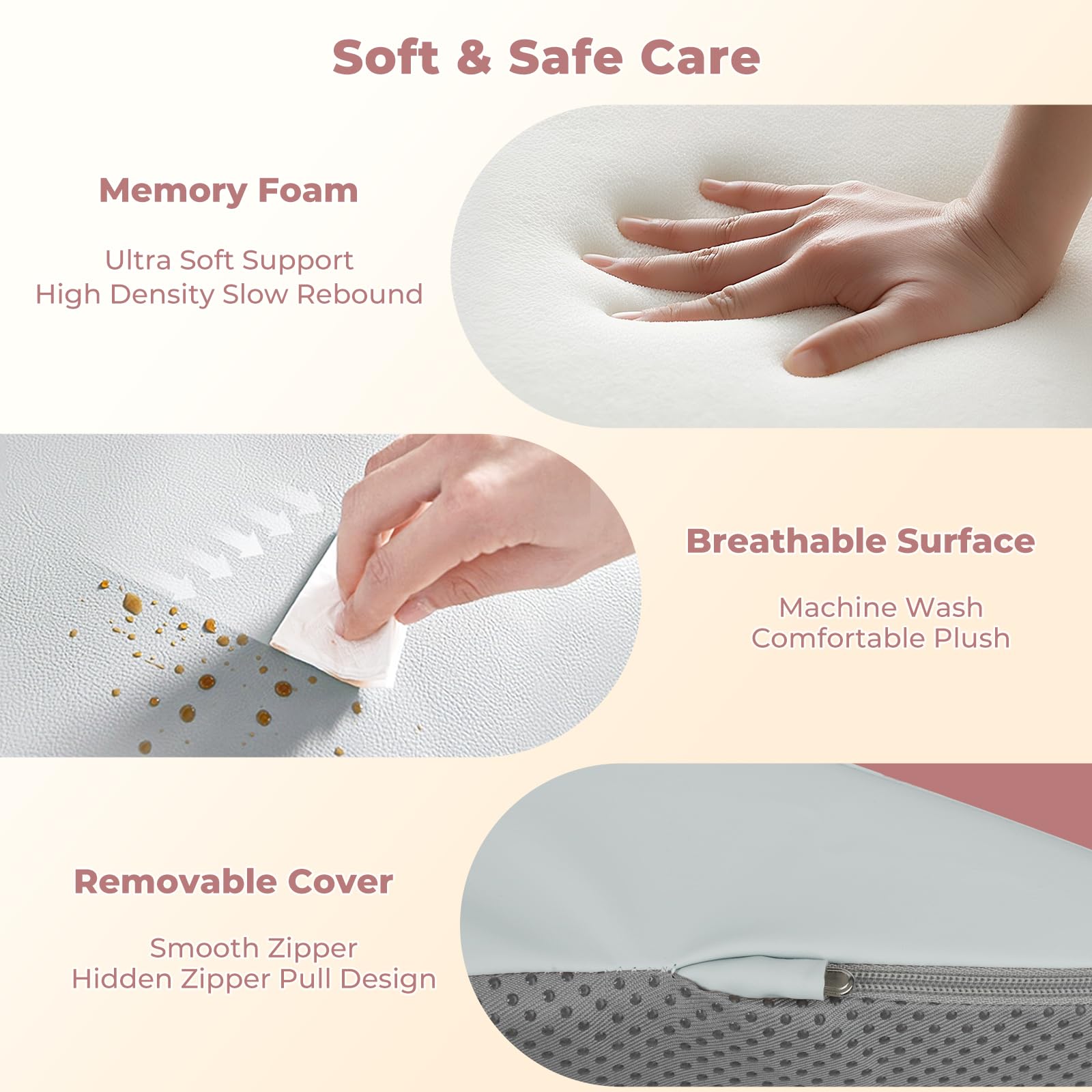 EKEPE Nursing Reflux Prop removable-cover wipes clean easily.