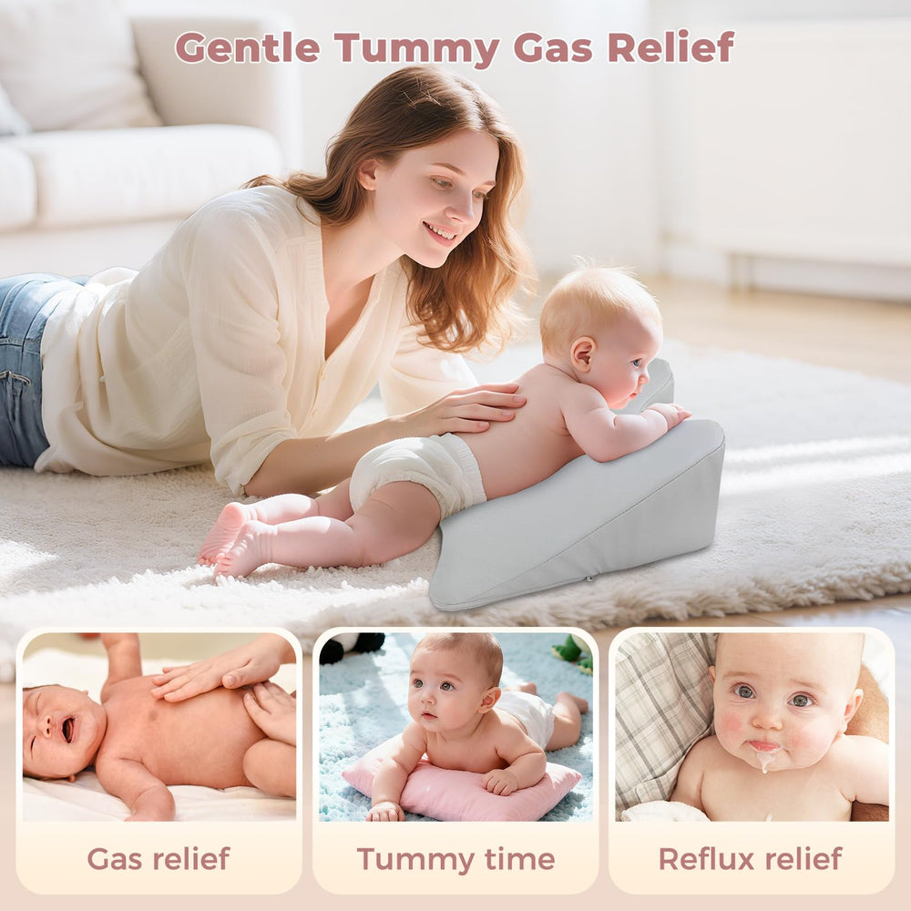 EKEPE Nursing Reflux Prop side-tilt demonstrates ergonomic support for burping.