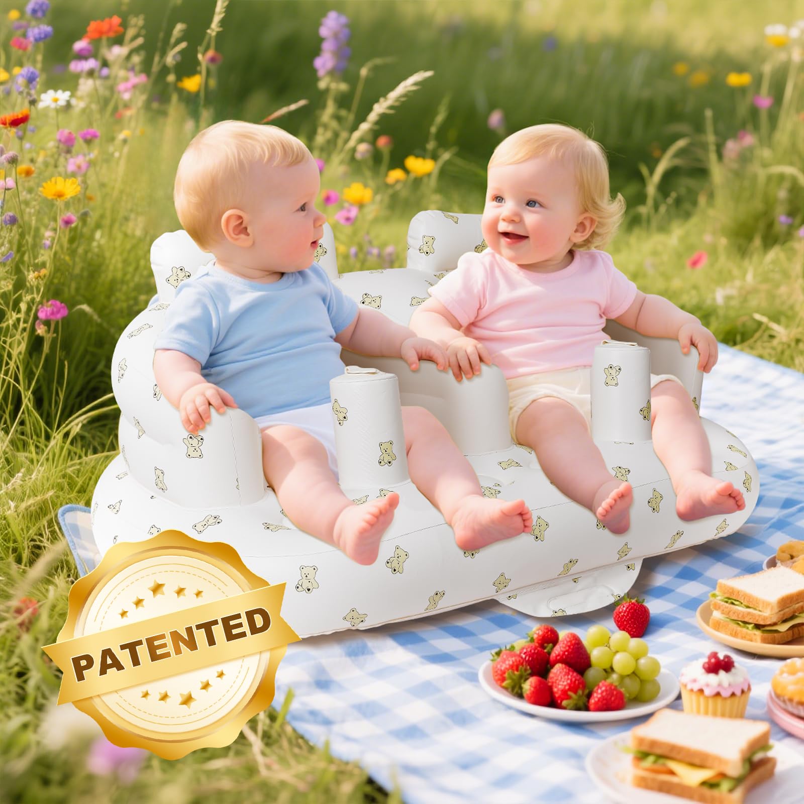 EKEPE Twins Bear built-in air pump demonstrates quick setup and convenience.